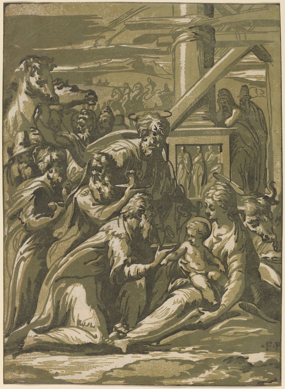 A mágusok imádása alkotó: Giuseppe Nicolo Vicentino, after Parmigianino