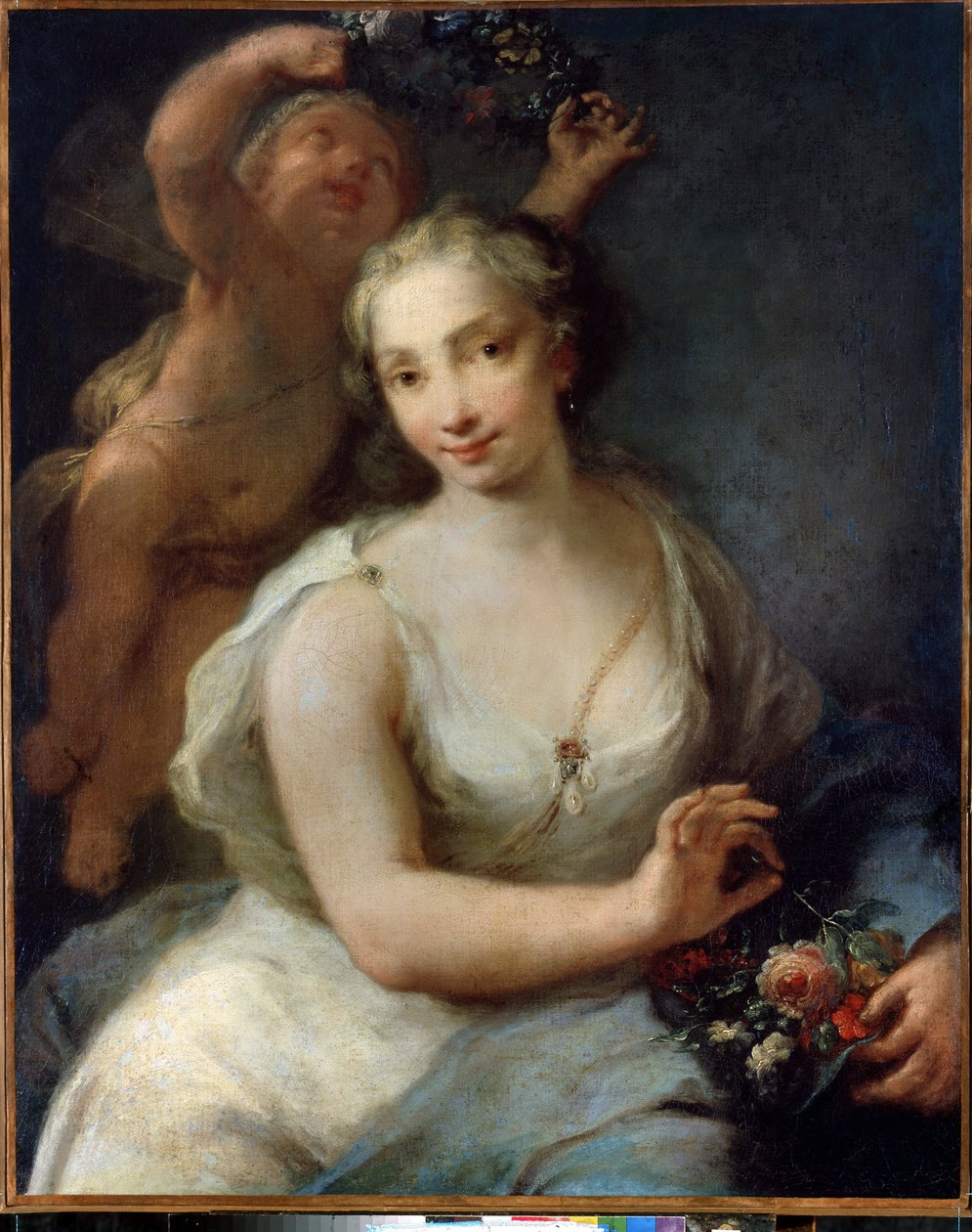 Tavaszi. Tavasz (Primavera). Giuseppe Nogari (1699-1763) festménye 1757 előtt. Velencei művészet. Olajfestmény. Szentpétervári Ermitázs Múzeum. alkotó: Giuseppe Nogari