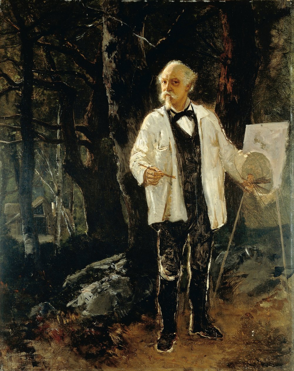 Önarckép a Fontainebleau-i erdőben (olaj, vászon) alkotó: Giuseppe Palizzi