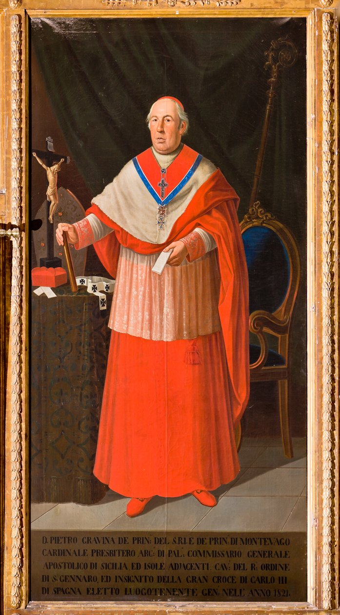 Pietro Gravina bíboros portréja, 1825 körül (olaj, vászon) alkotó: Giuseppe Patania
