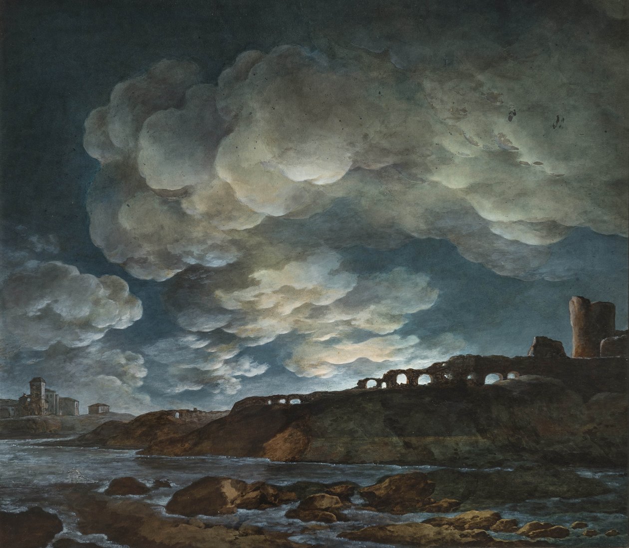 Telihold a tenger felett, 1800-1810. alkotó: Giuseppe Pietro Bagetti