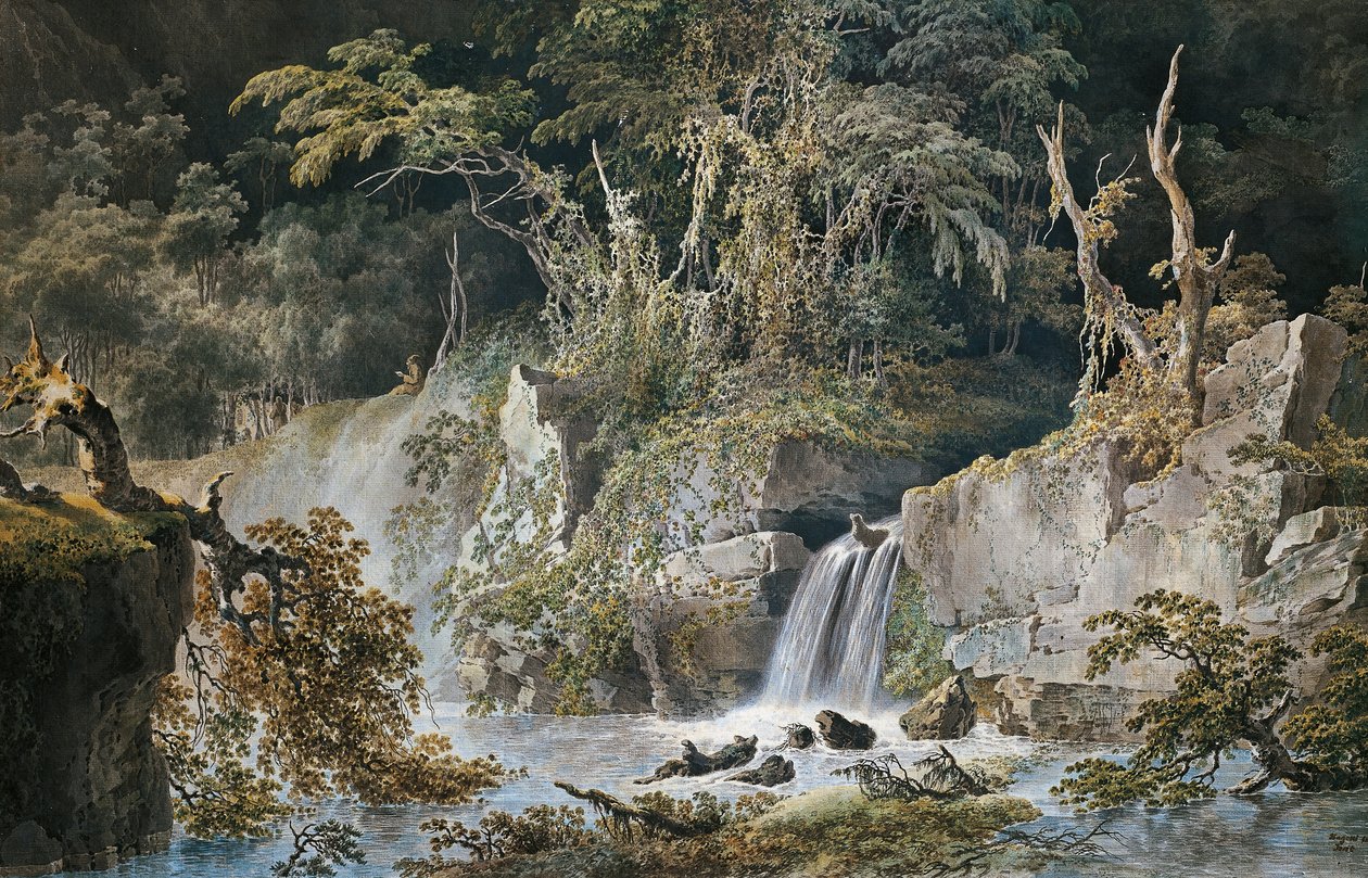 Táj vízeséssel, Giuseppe Pietro Bagetti (1764-1831). alkotó: Giuseppe Pietro Bagetti