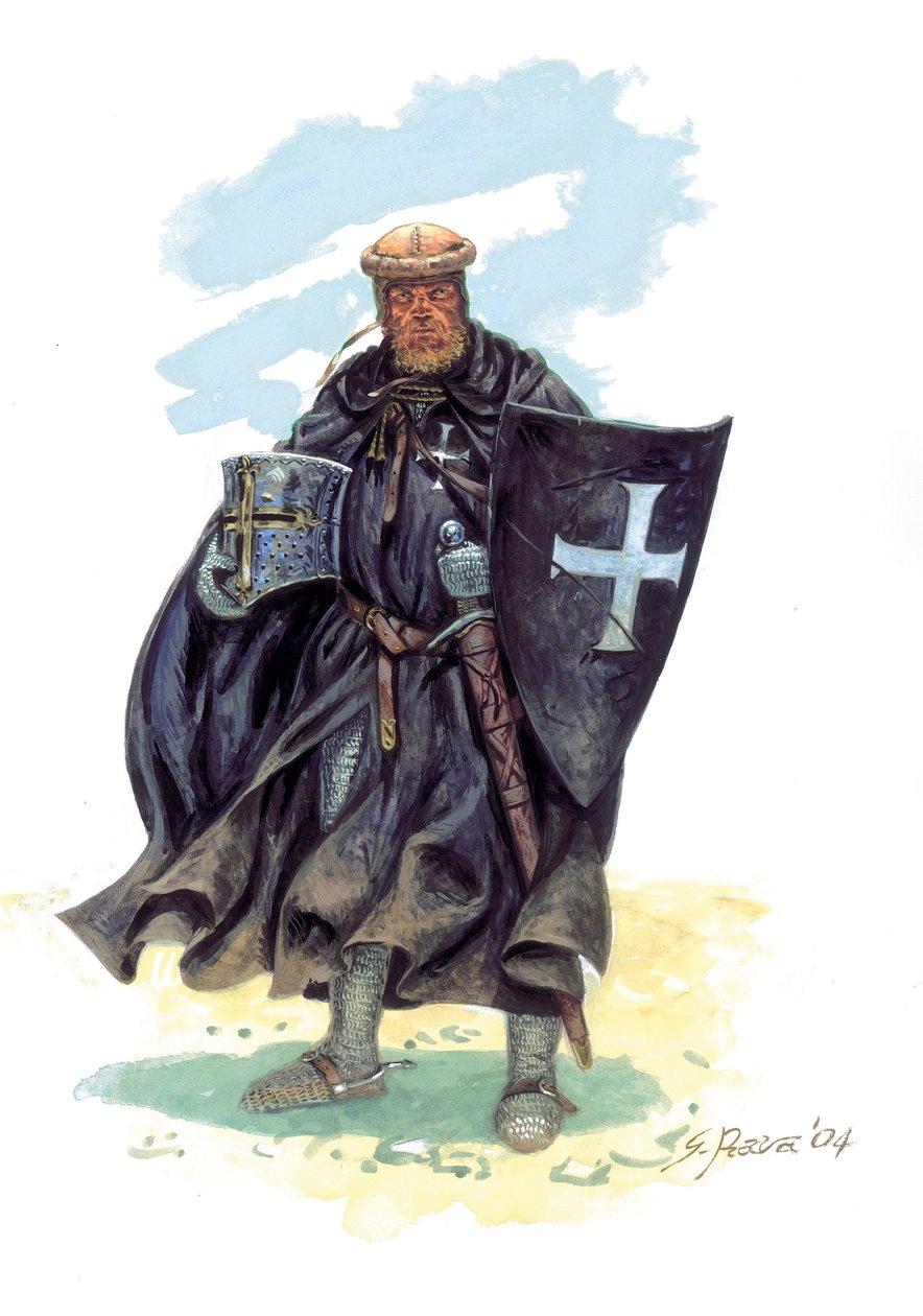 A Jeruzsálemi Szent János Rend katonája (Hospitallerek) - Knights Hospitaller (Knights of St John) - alkotó: Giuseppe Rava