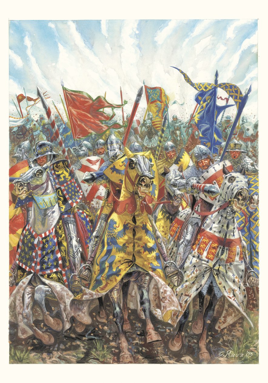 A francia lovagok támadása az azincourt-i csatában (1415. október 25.) alkotó: Giuseppe Rava