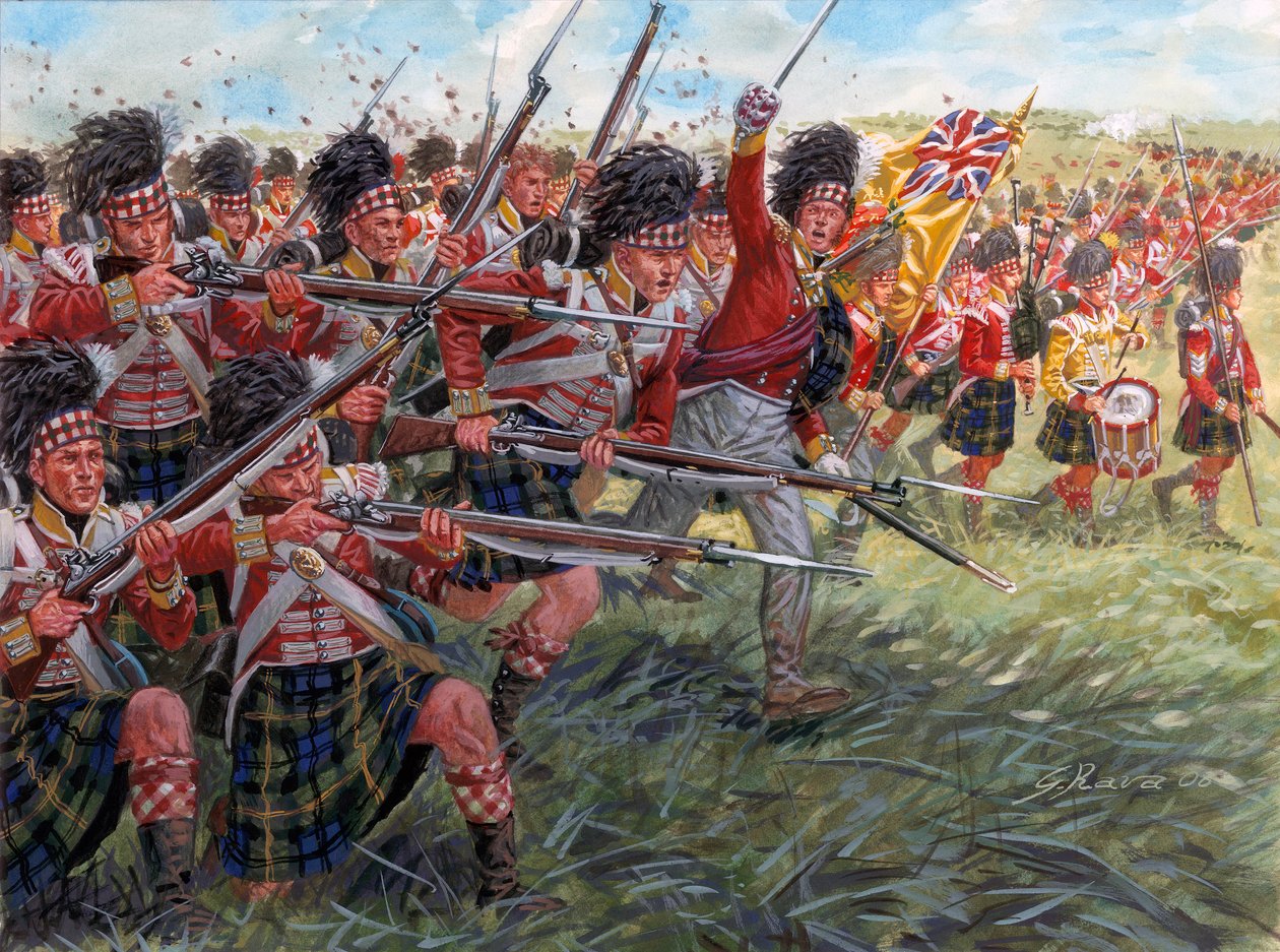 Első birodalom: A skót gyalogság támadása a waterloo-i csatában alkotó: Giuseppe Rava