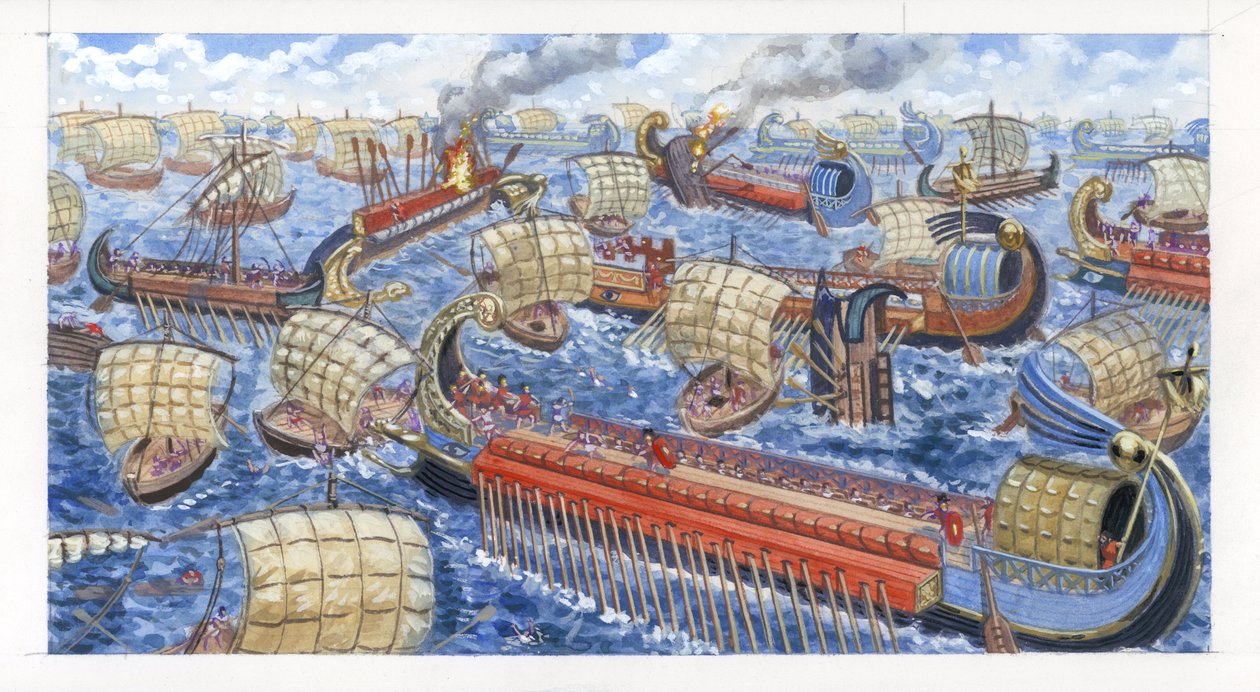 Gnaeus Pompeius Magnus csatában legyőzi a ciliciai kalózokat. alkotó: Giuseppe Rava