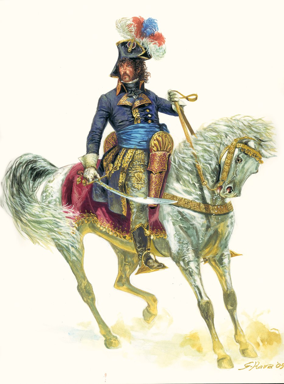 Joachim Murat (1767-1815) az 1799-es aboukiri csatában, az egyiptomi expedíció során - Joachim Murat portréja az aboukiri csatában (1799) - Giuseppe Rava illusztrációja. alkotó: Giuseppe Rava