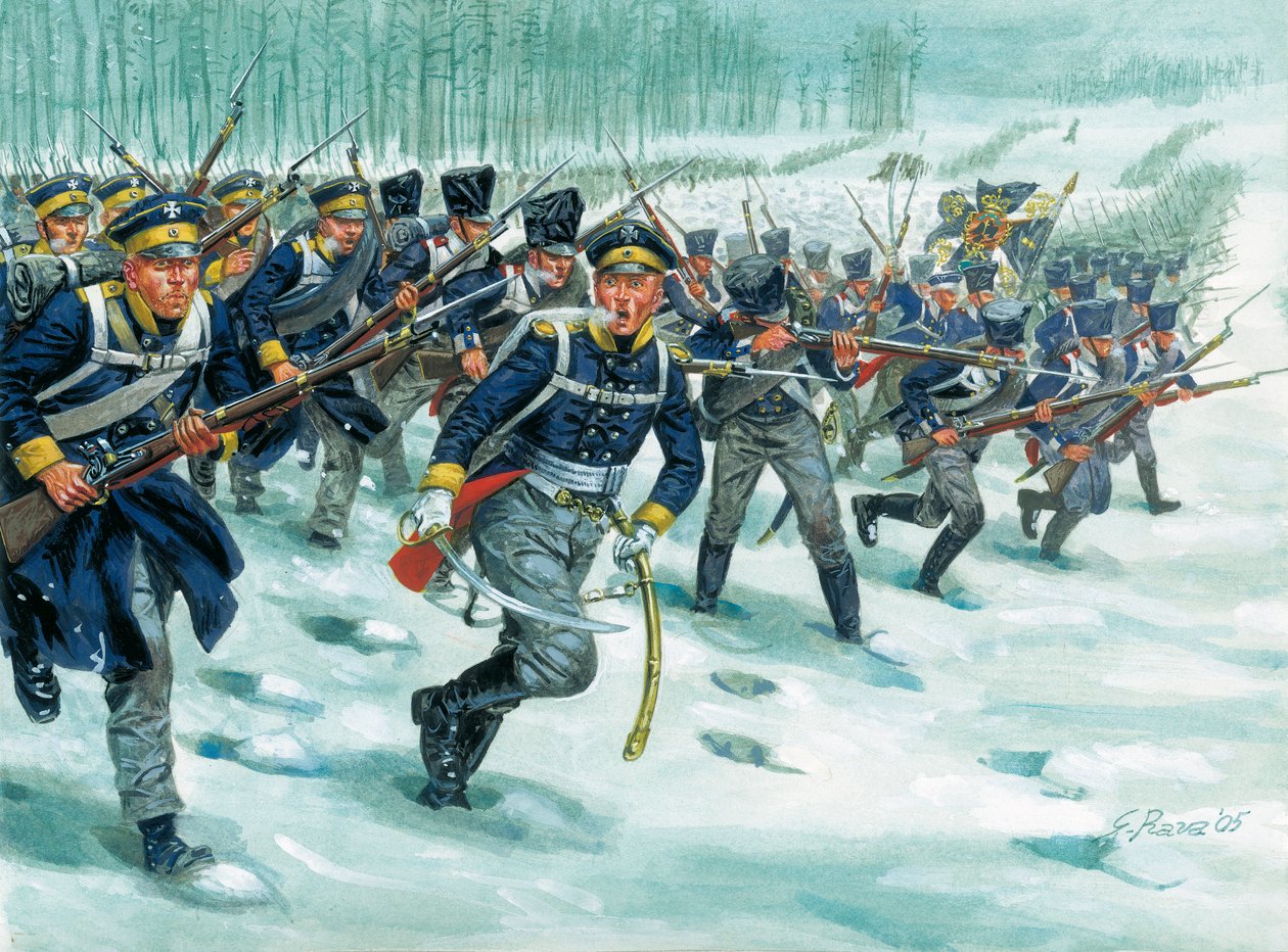 Landwehr (vagy Landeswehr) a porosz gyalogság havon alkotó: Giuseppe Rava