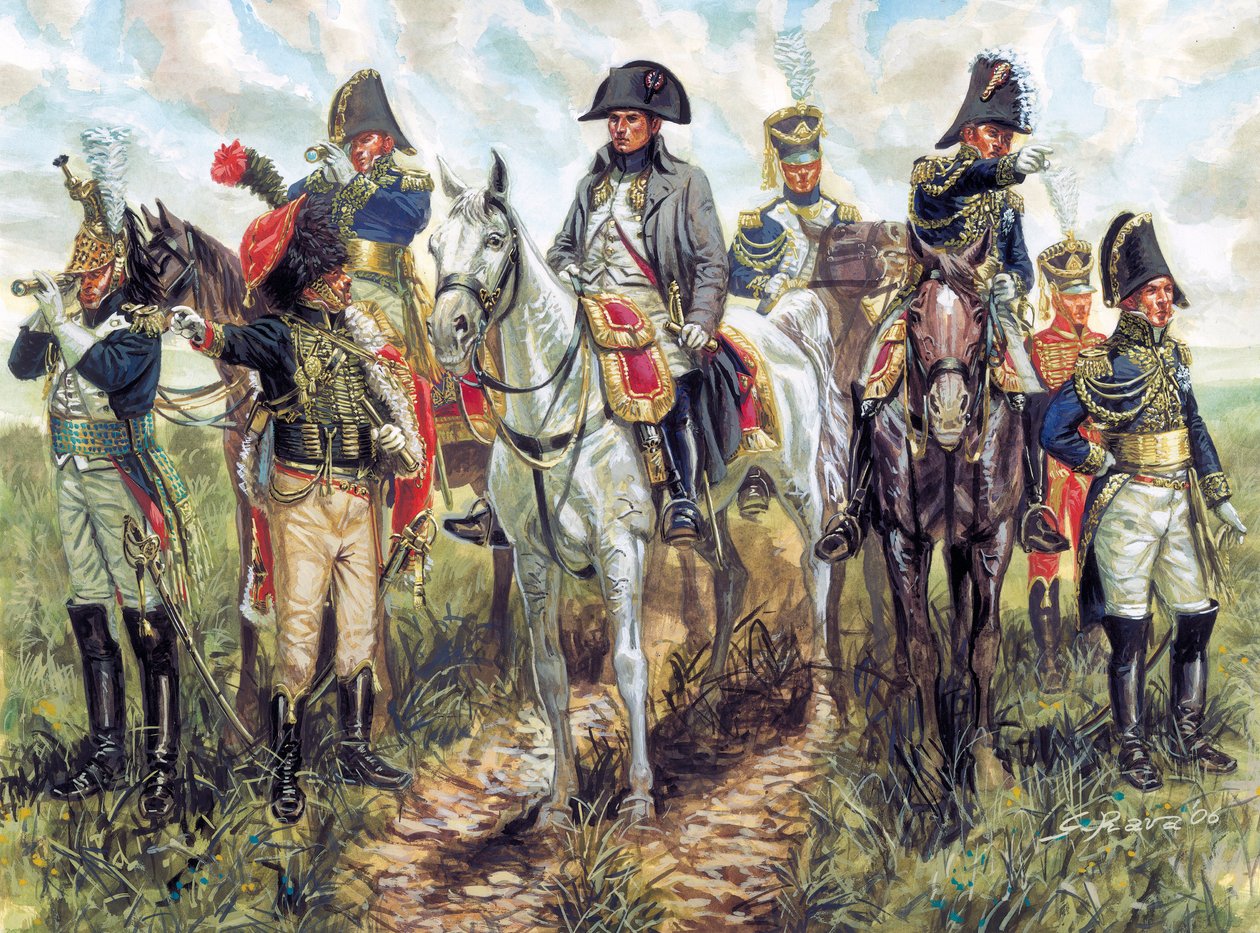 I. Napóleon (1769-1821) és botja portréja - I. Napóleon francia császár és botja portréja - Illusztráció: Giuseppe Rava alkotó: Giuseppe Rava