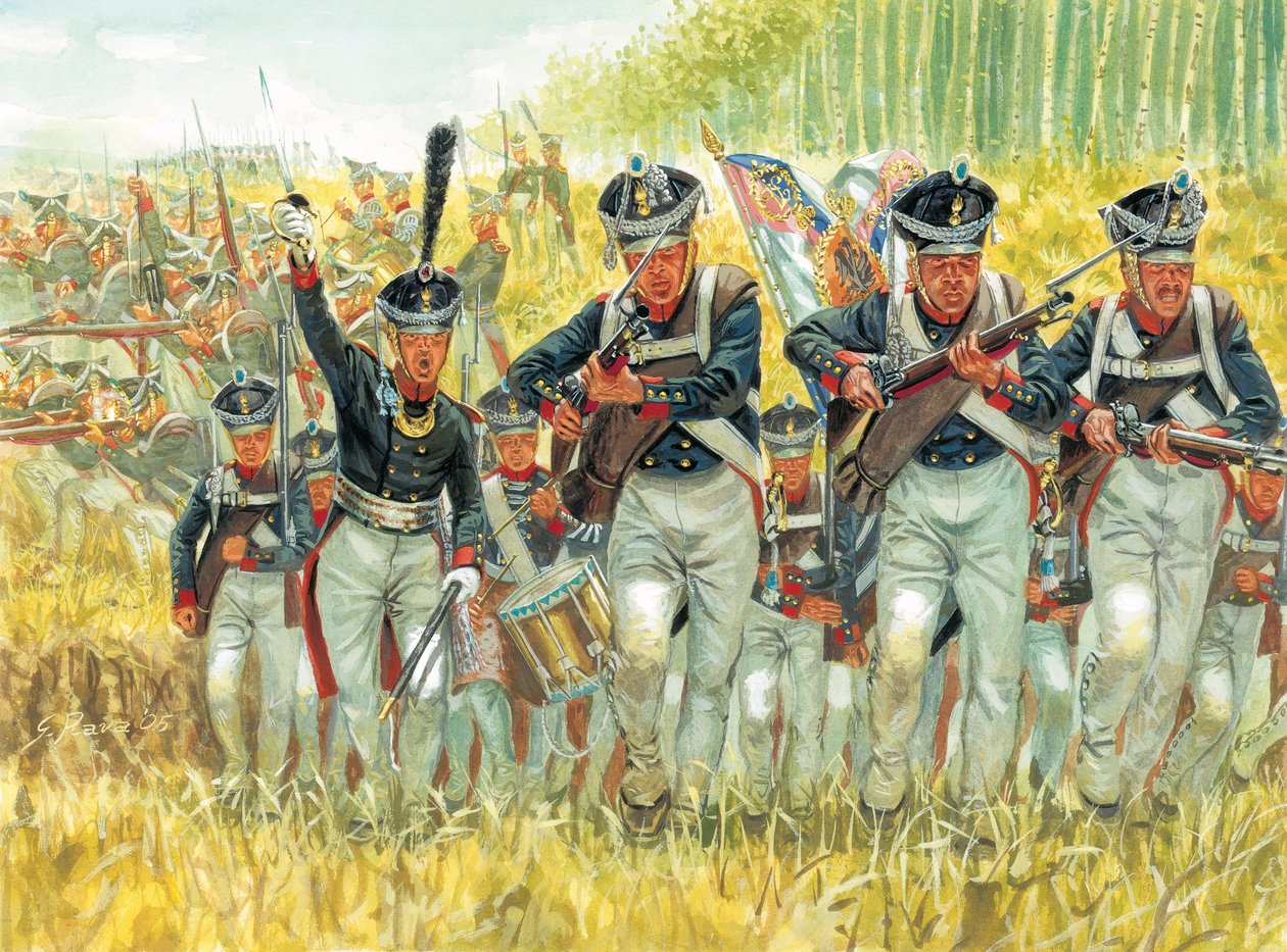 Orosz kampány: Napóleon (1769-1821) hadserege ellen 1812-ben - Francia invázió Oroszországban: orosz császári gyalogság I. Napóleon nagy hadserege ellen alkotó: Giuseppe Rava