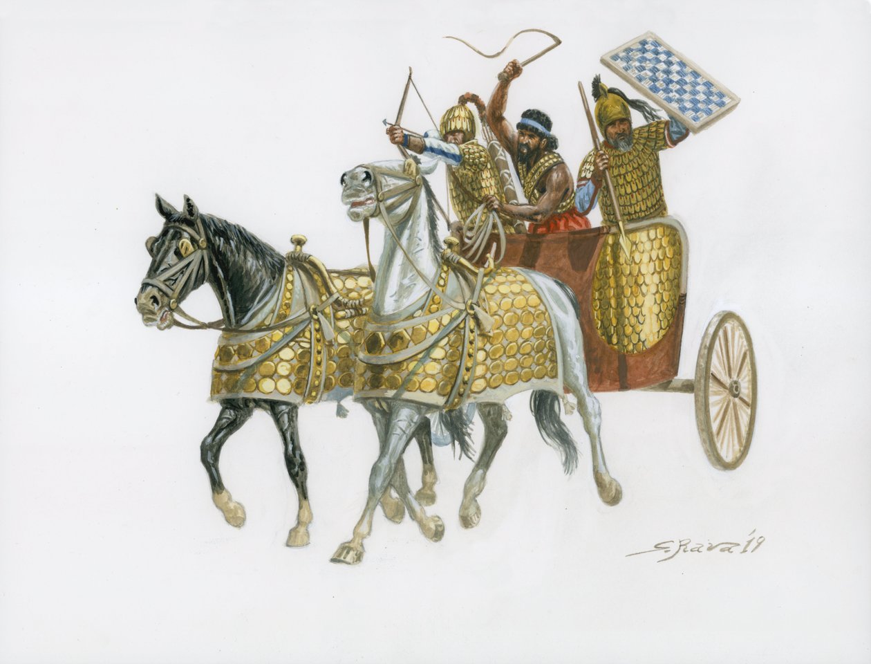 Háborús szekér cananeen 15. század AC alkotó: Giuseppe Rava