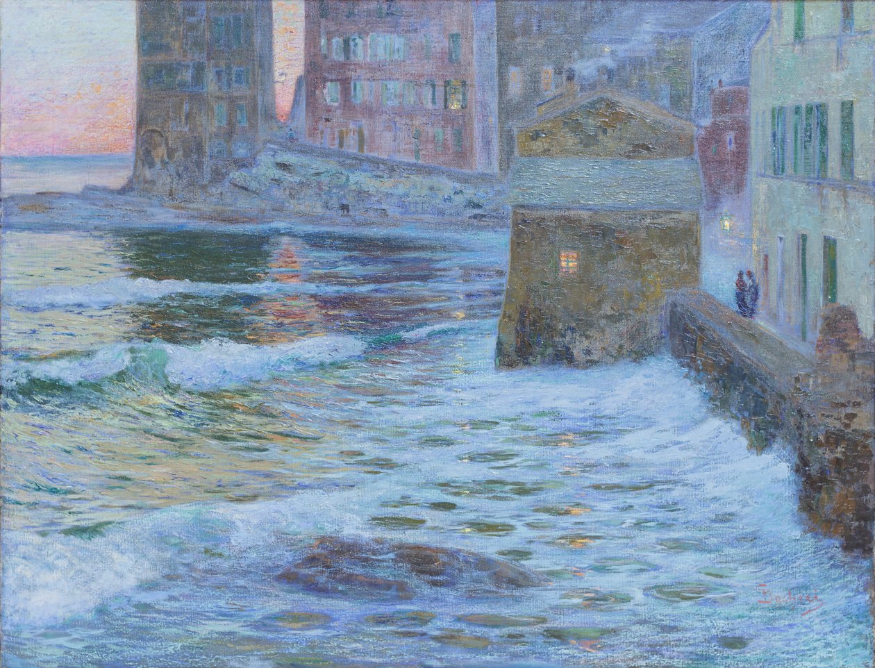 Este Bogliasco-ban (olaj, vászon) alkotó: Giuseppe Sacheri