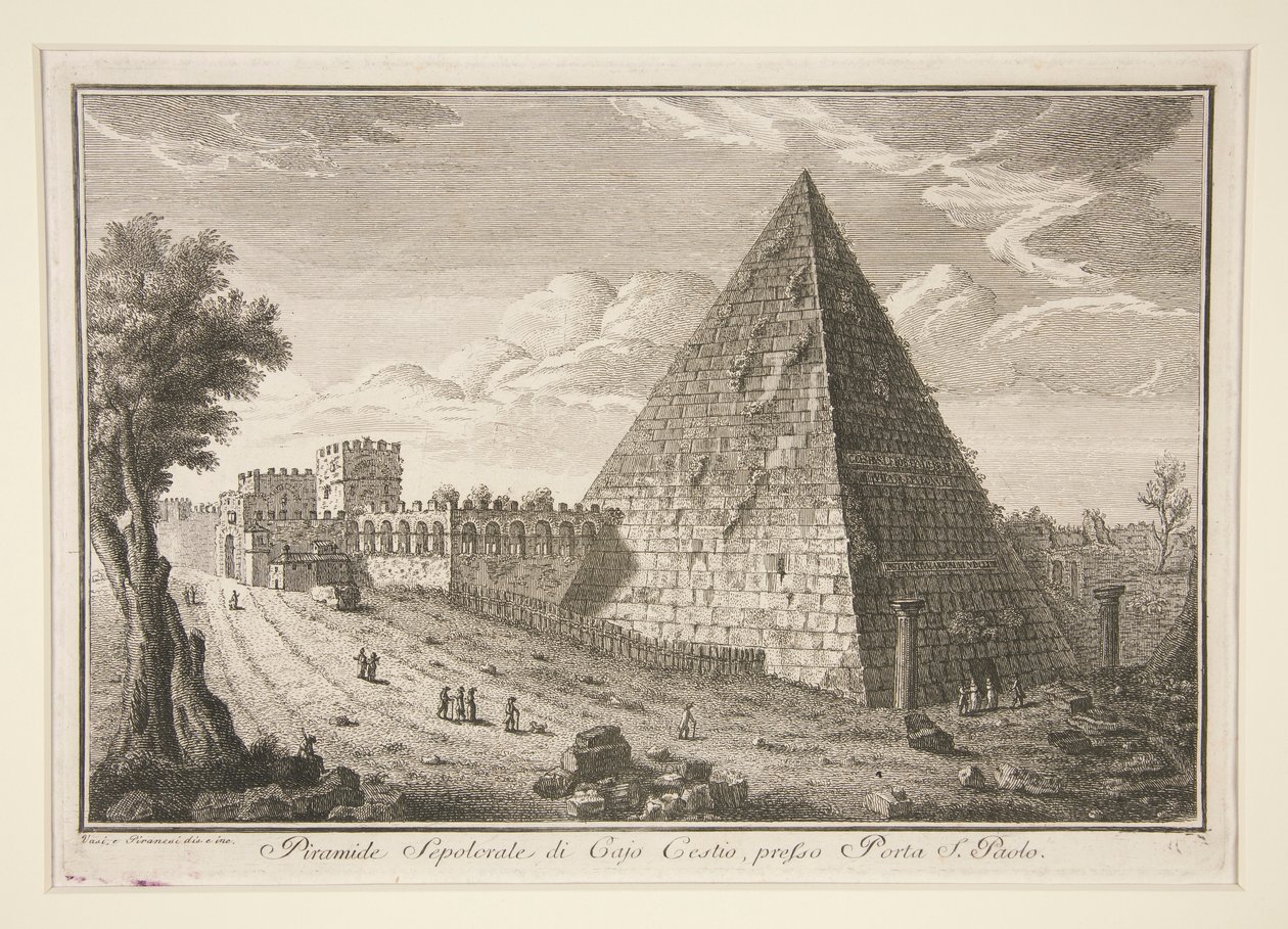 Cajo Cestio sírpiramisa, a Porta S. Paolo közelében (Gaius Cestius piramisa) alkotó: Giuseppe Vasi