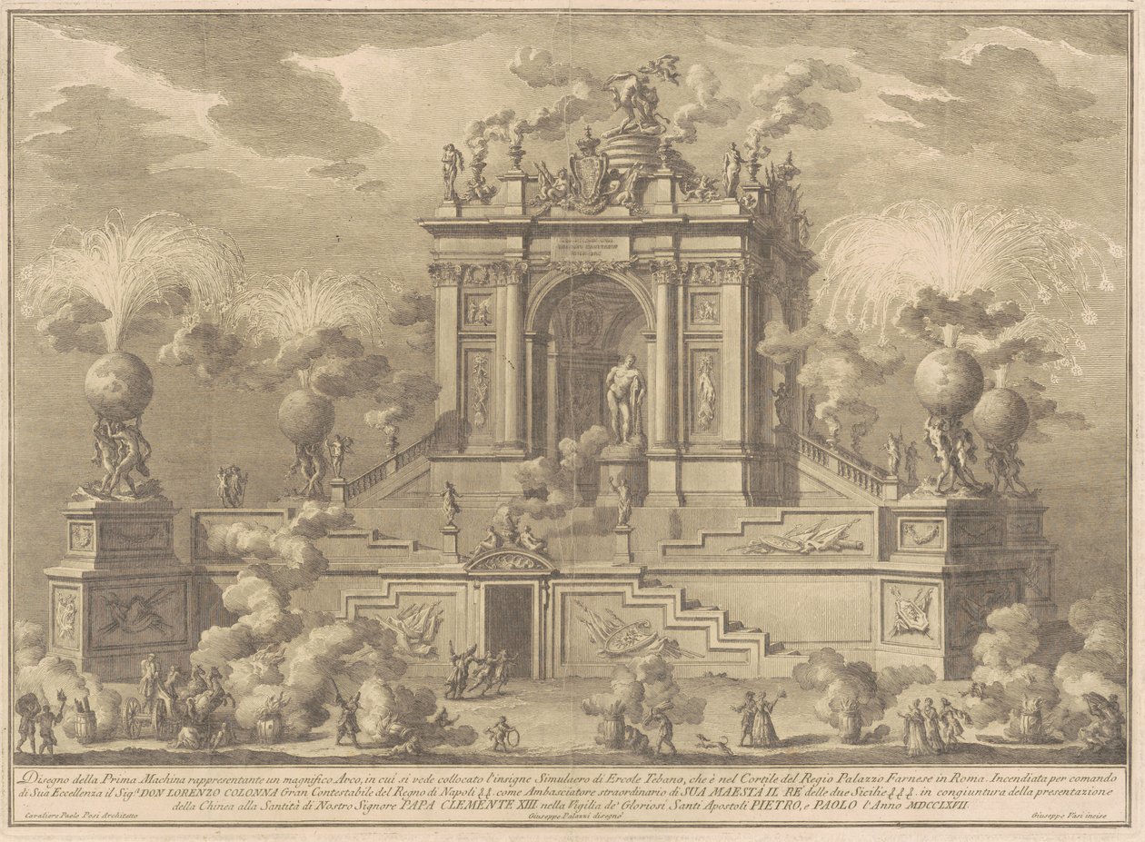 A Prima Macchina Chinea számára 1767: Diadalív a Farnese Hercules-szal, 1767. alkotó: Giuseppe Vasi
