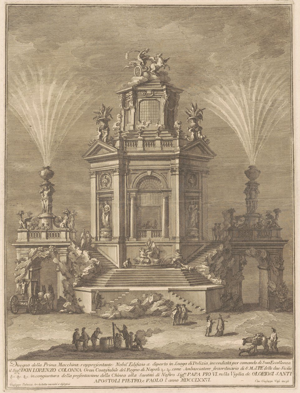 Az 1776-os Prima Macchina Chinea számára: Örömpalota alkotó: Giuseppe Vasi, after Giuseppe Palazzi