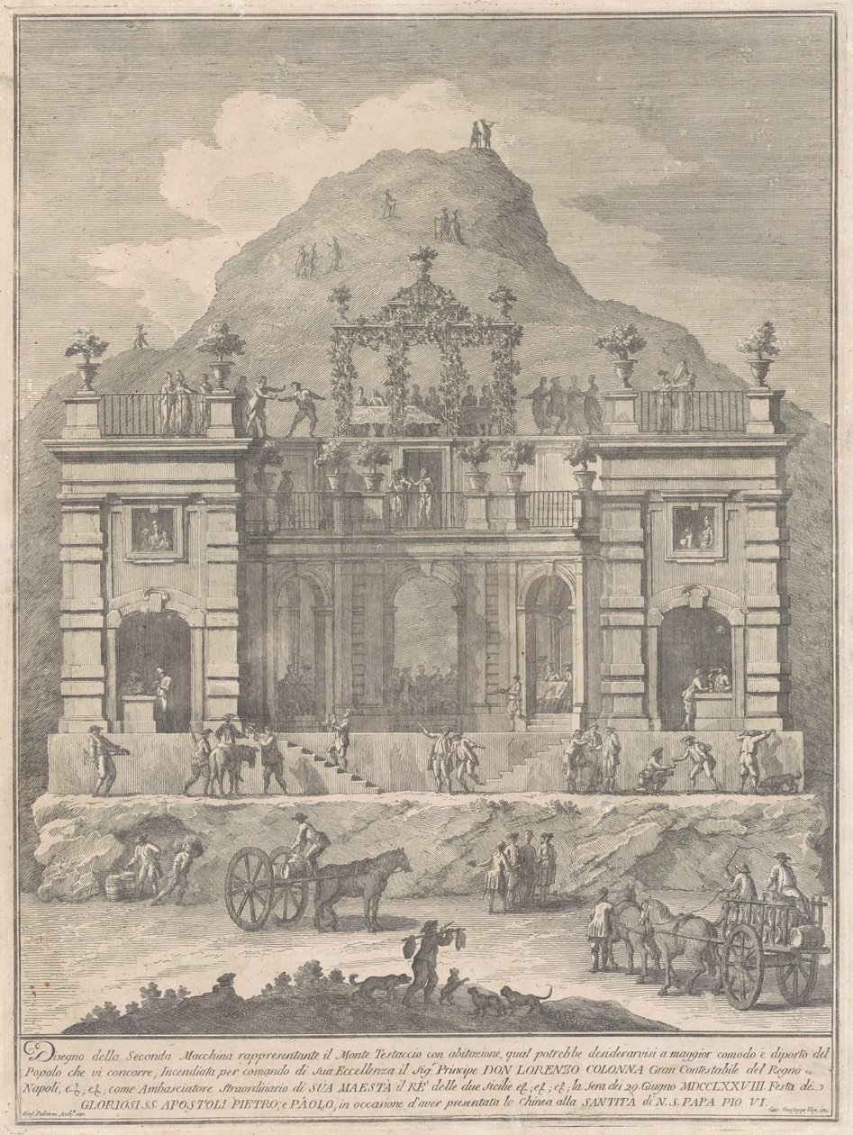 A második gép Kínában 1778: Egy lakóház Monte Testaccio közelében alkotó: Giuseppe Vasi, after Giuseppe Palazzi