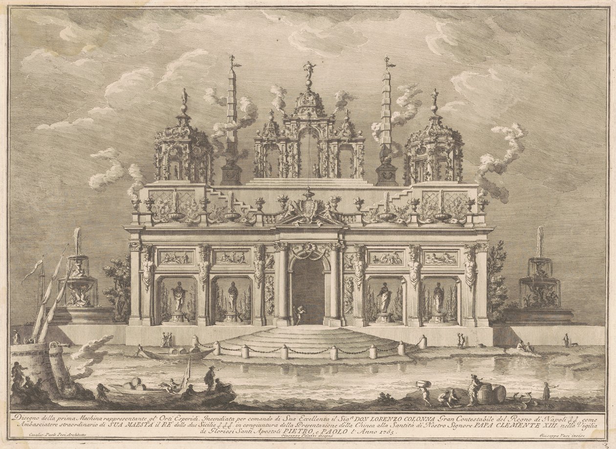 Az 1765-ös Chinea Prima Macchina: A Hesperidák kertje alkotó: Giuseppe Vasi, after Giuseppe Palazzi, after Paolo Posi