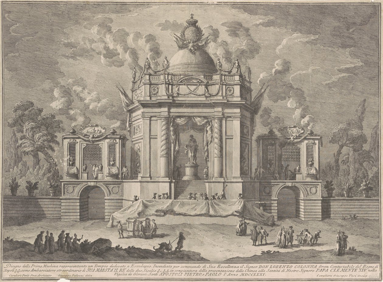 A Prima Macchina Kína számára 1771: Aszklépiosz temploma alkotó: Giuseppe Vasi, after Giuseppe Palazzi, after Paolo Posi