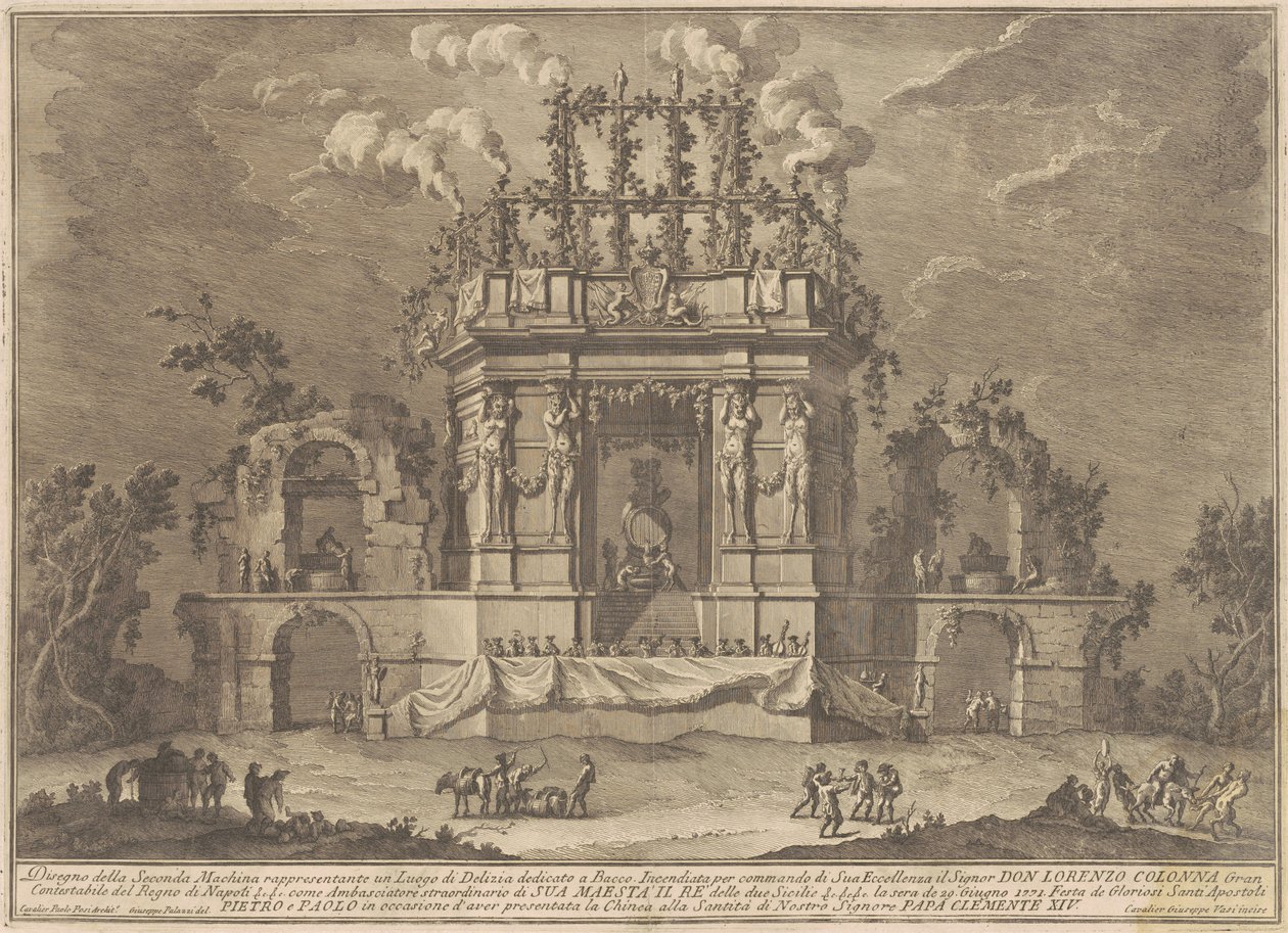 A Seconda Macchina Kínában 1771: Bacchusnak szentelt örömpalota alkotó: Giuseppe Vasi, after Giuseppe Palazzi, after Paolo Posi
