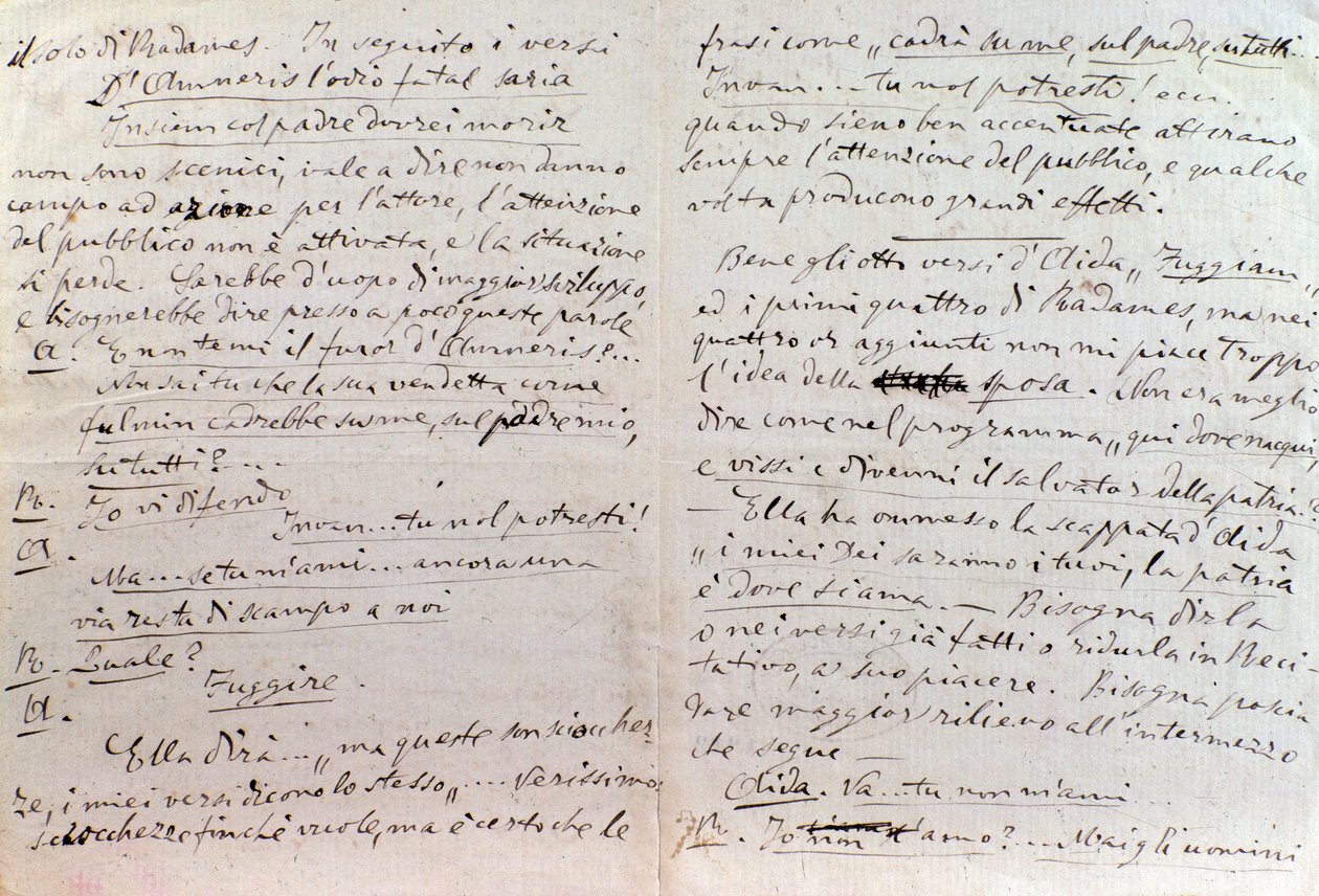 Giuseppe Verdi kézzel írt levele Antonio Ghislanzoninak, az Aida-librettók szerzőjének alkotó: Giuseppe Verdi