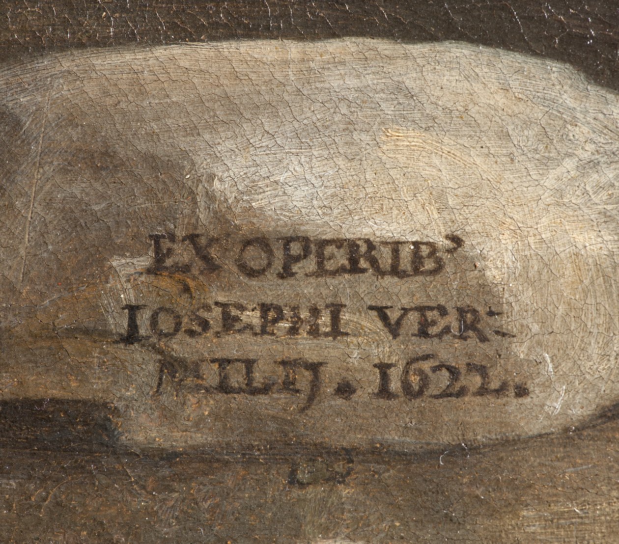 A művész aláírása, Születés, részlet, 1622 alkotó: Giuseppe Vermiglio