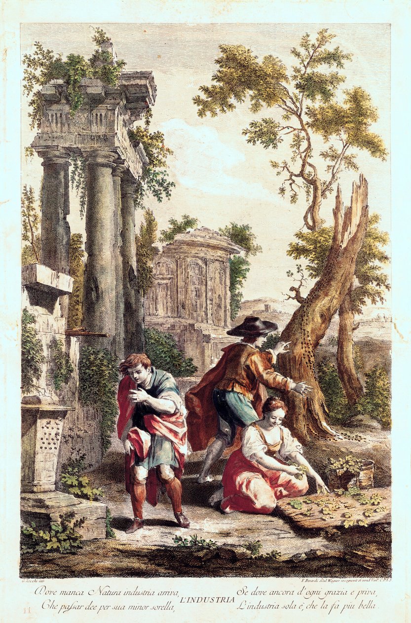 Az Ipar allegorikus ábrázolása. Giuseppe Zocchi (1711-1767) rajza 18. század. alkotó: Giuseppe Zocchi