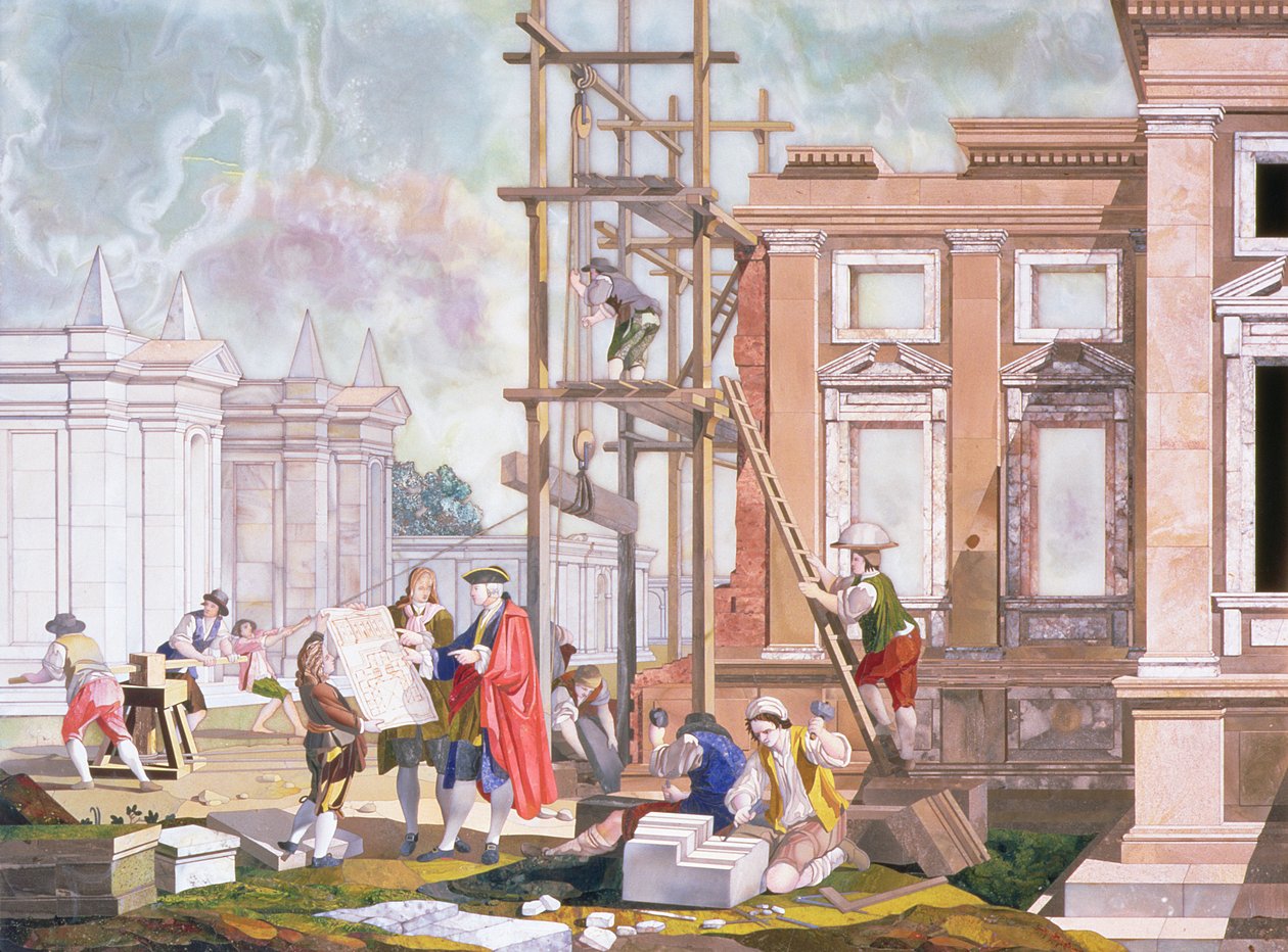 Építészet, a Képzőművészetet bemutató négyes sorozatból, 1780 körül alkotó: Giuseppe Zocchi