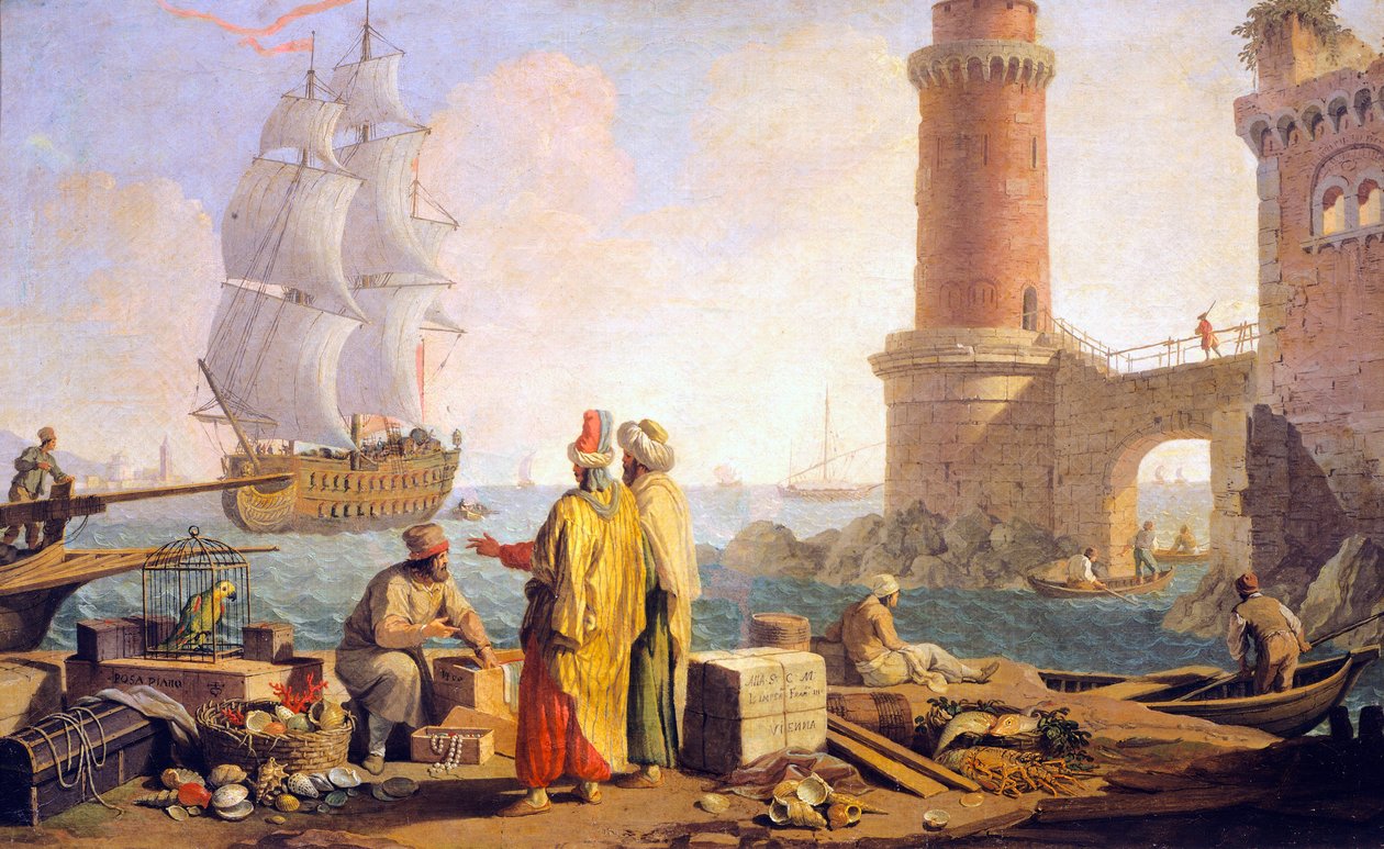 Kilátás Livorno kikötőjére alkotó: Giuseppe Zocchi