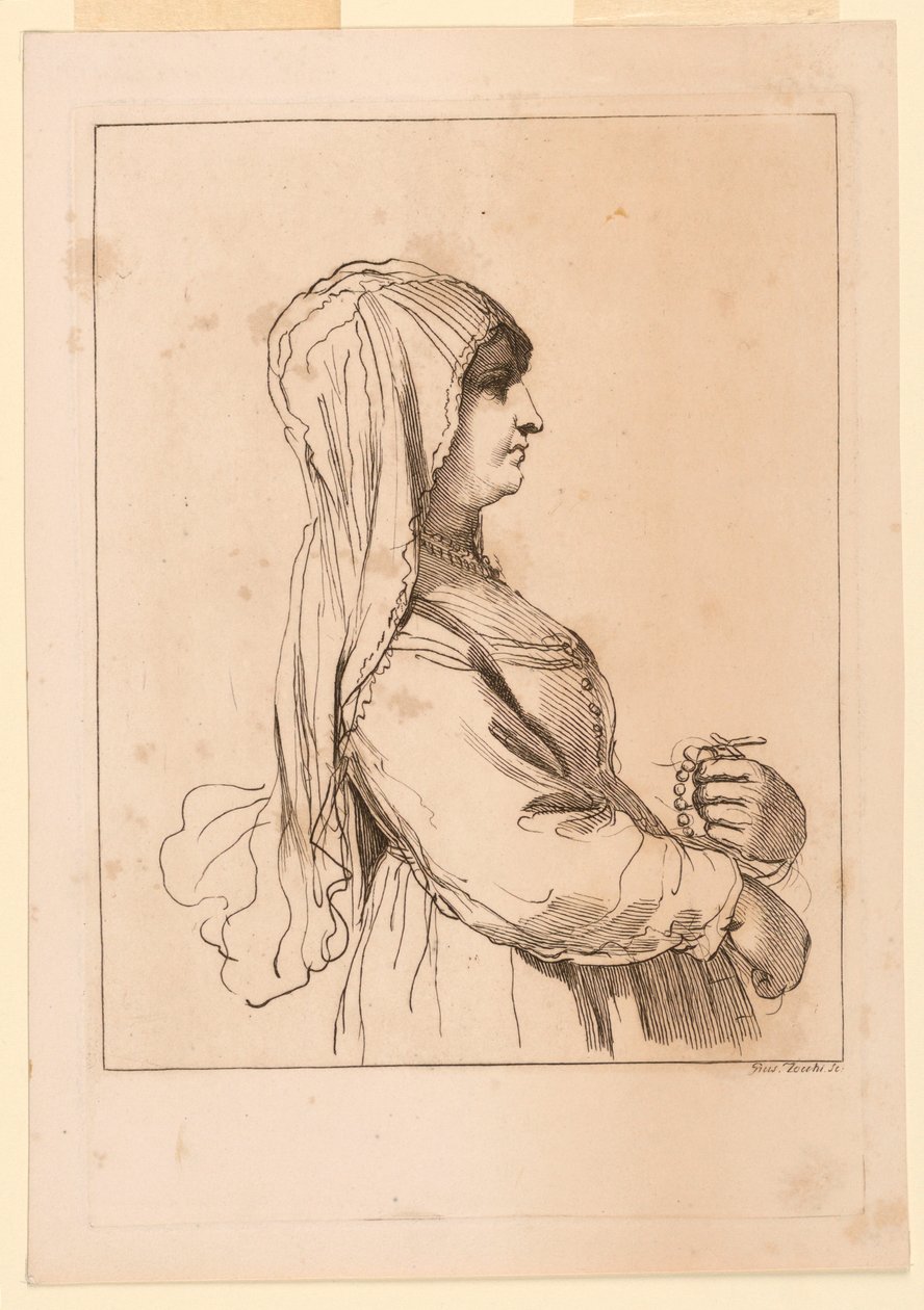 Nő rózsafüzérrel alkotó: Giuseppe Zocchi