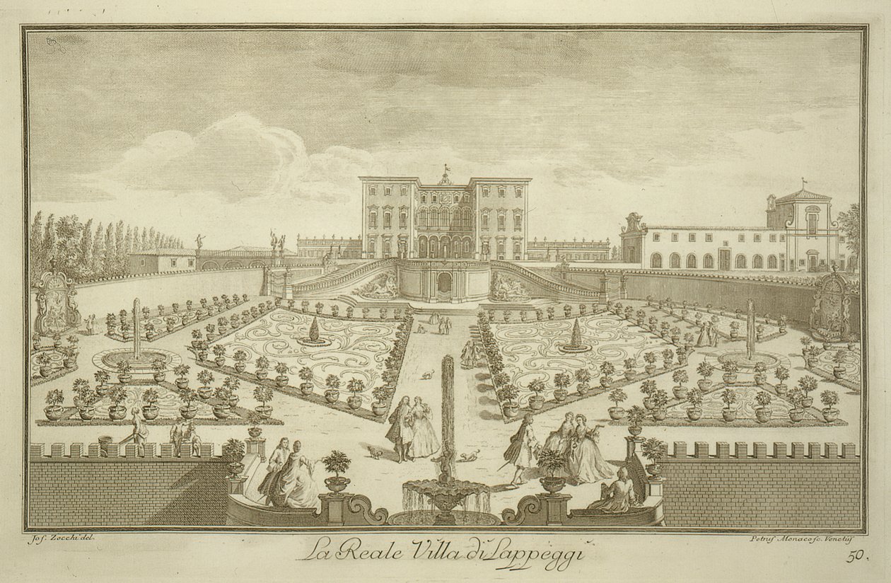 Villa Lappeggi, a Views of Toscanyból, megjelent 1744-57 körül alkotó: Giuseppe Zocchi