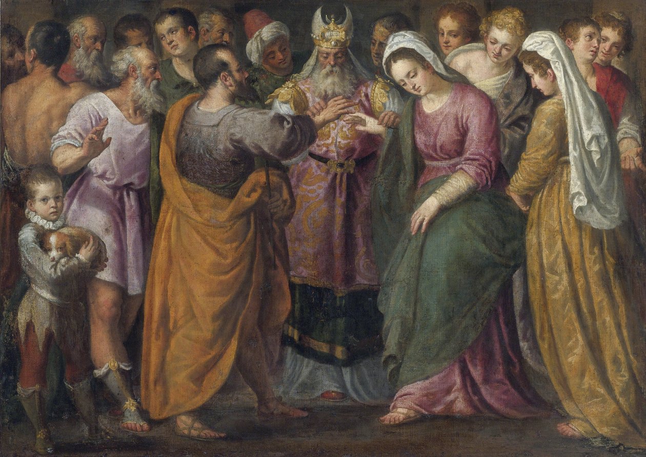Le mariage de Marie et Joseph – Mária és József házassága par Salviati, Giuseppe (1520-1575). Olaj, vászon, méret: 116,8x164, , Magángyűjtemény alkotó: Giuseppe della Porta Salviati