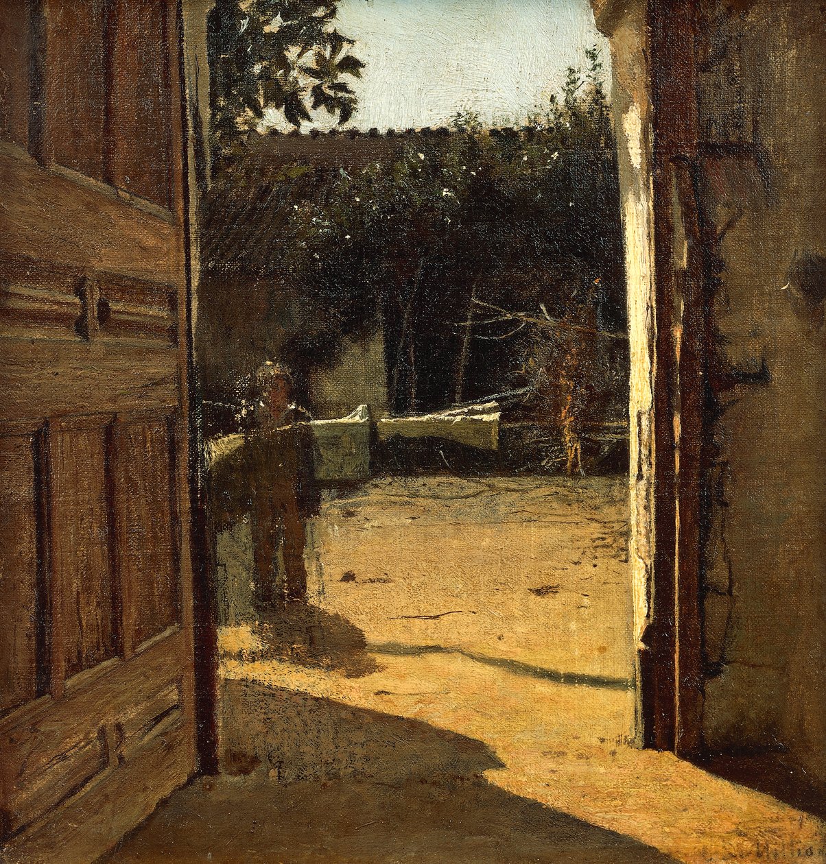 Udvar napsütésben, vidéki ház belseje alkotó: Giuseppe or Joseph de Nittis