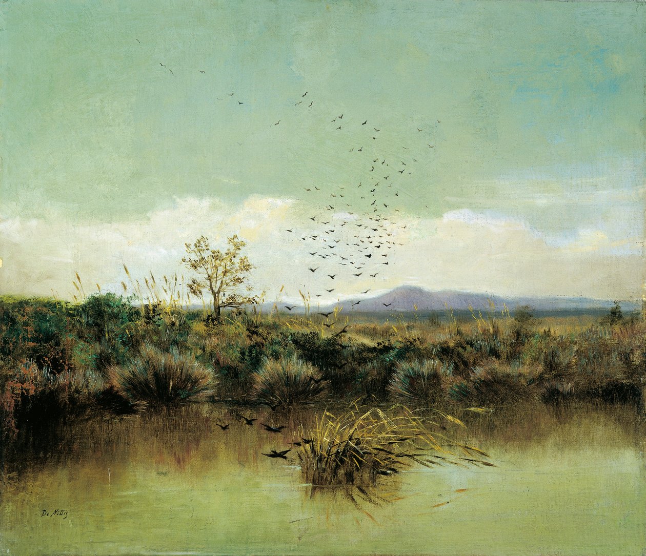 Ofanto partján, Giuseppe de Nittis (1846-1884), olaj, vászon, 50x58 cm alkotó: Giuseppe or Joseph de Nittis