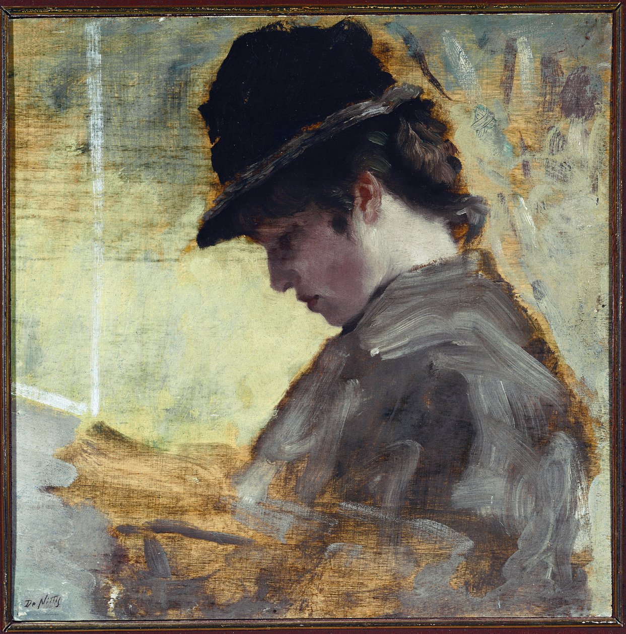 Az angol lány (olaj, vászon alkotó: Giuseppe or Joseph de Nittis