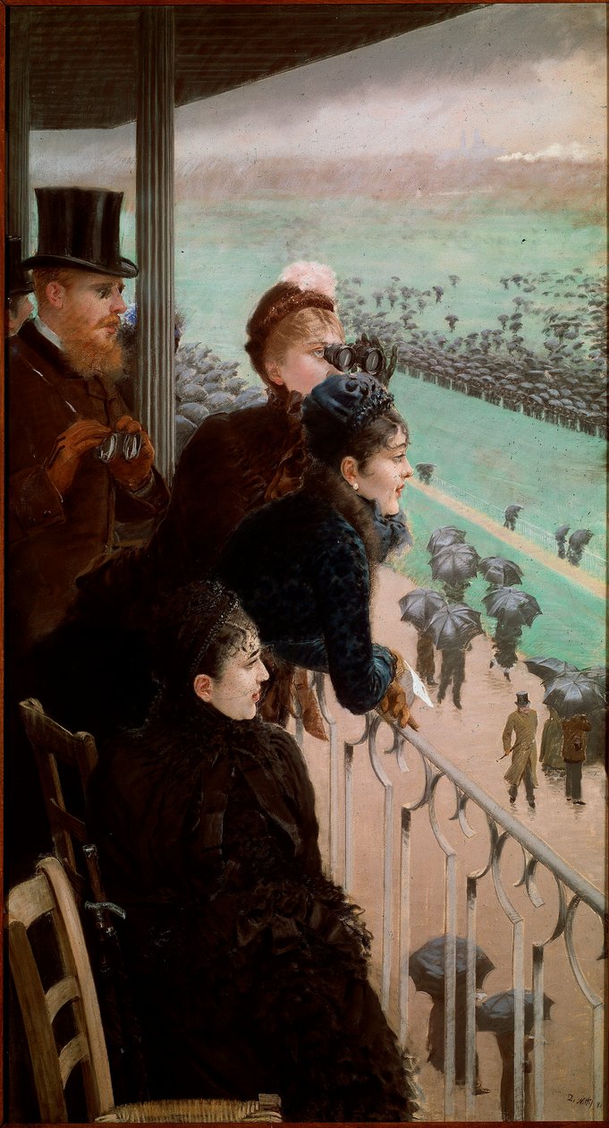 A versenyek a Bois de Boulogne-ban A nézők lóversenyeket néznek. Giuseppe De Nittis (1846-1884) festménye 1881 Róma, Modern Művészeti Nemzeti Galéria alkotó: Giuseppe or Joseph de Nittis