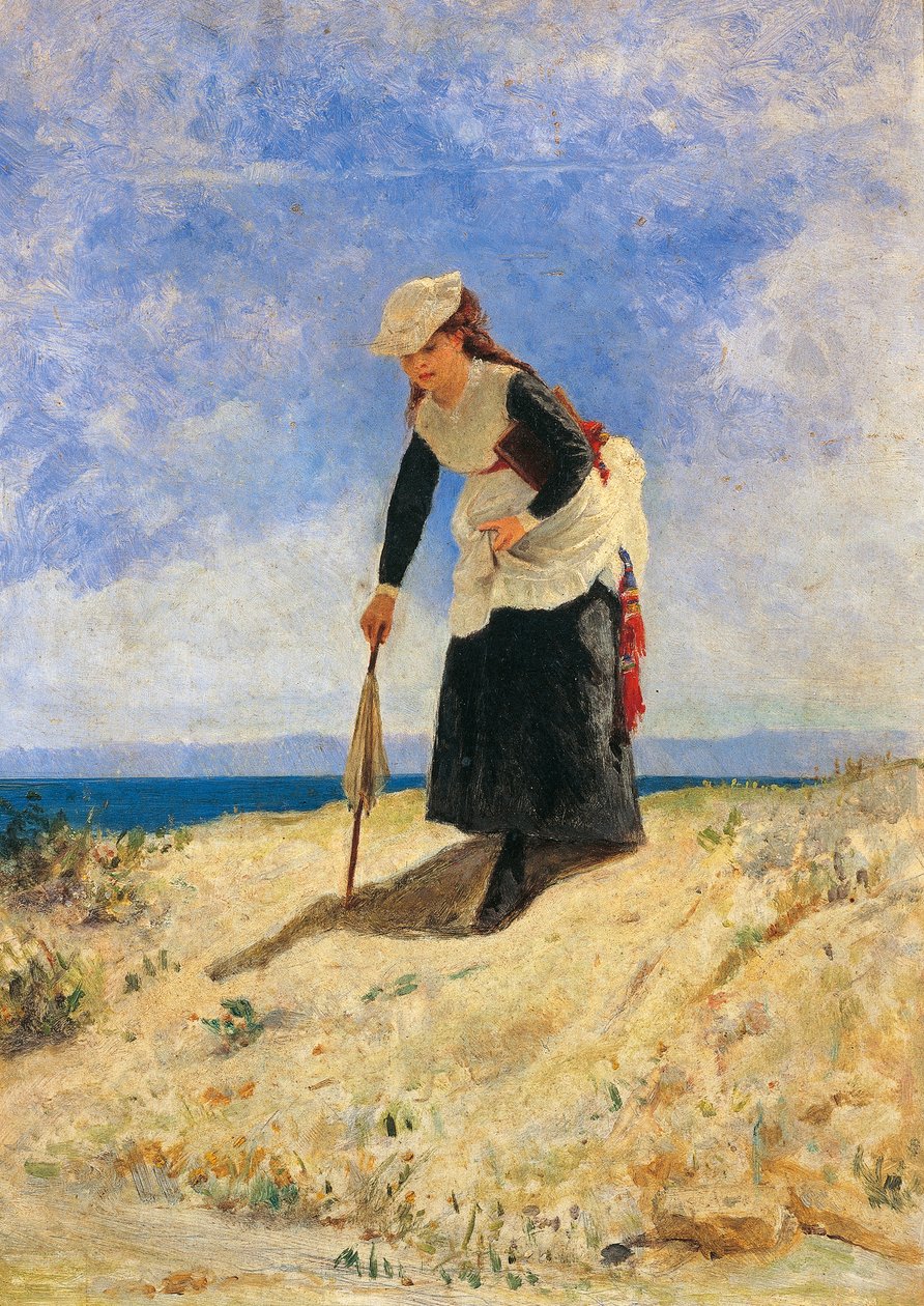 Nő a homokban, 1875 körül, Giuseppe de Nittis (1846-1884), olaj, vászon, 35x26 cm alkotó: Giuseppe or Joseph de Nittis