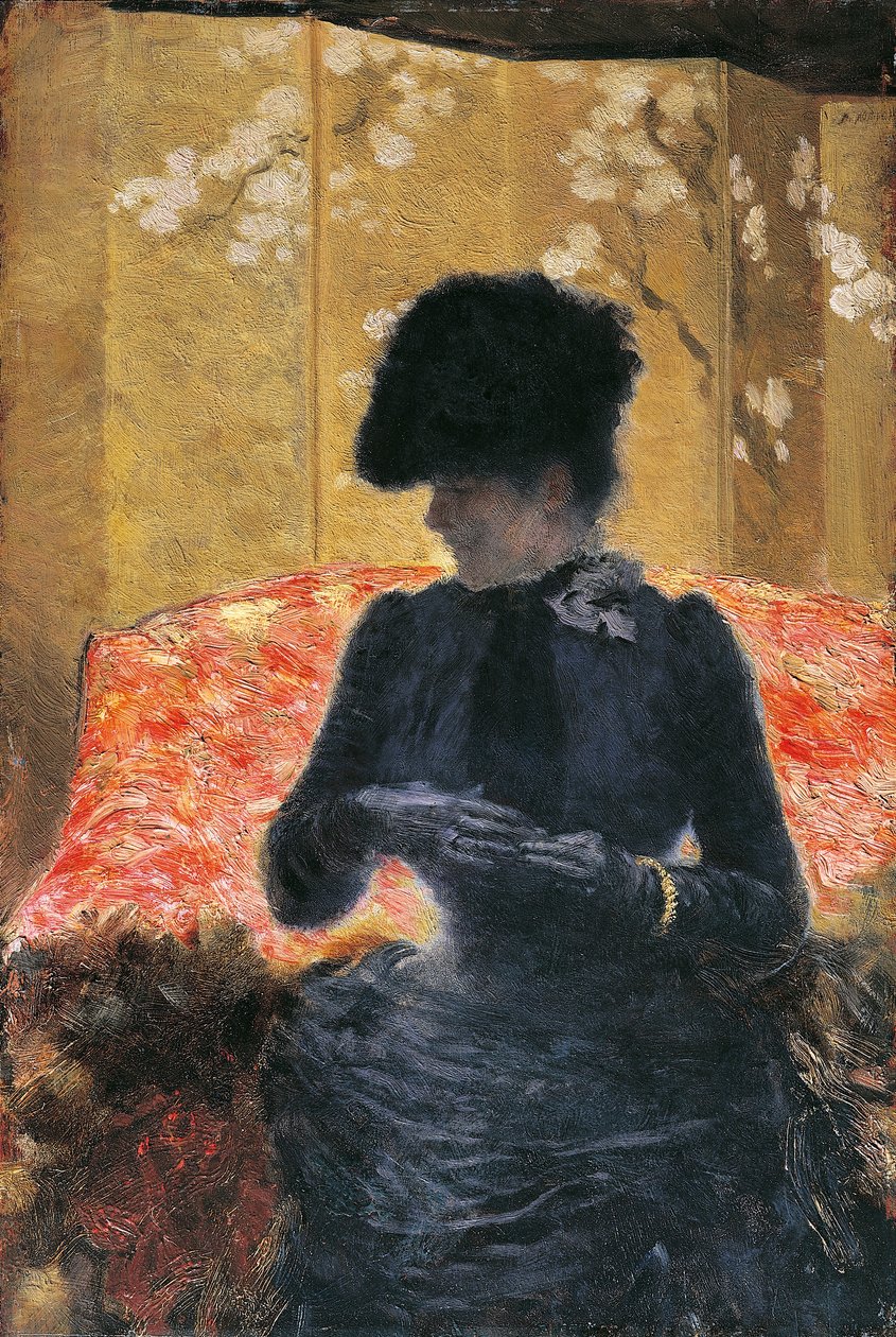 Nő a piros kanapén alkotó: Giuseppe or Joseph de Nittis
