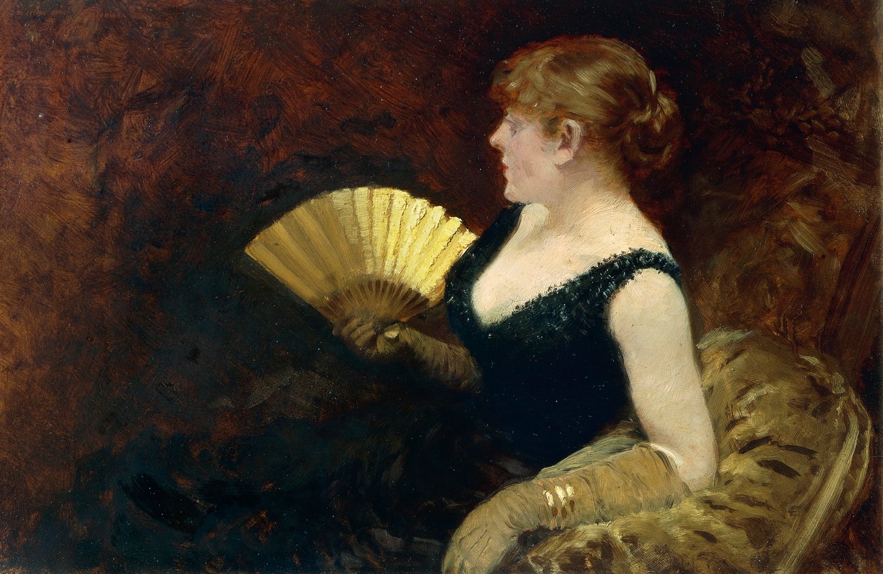 Nő legyezővel (olaj, vászon) alkotó: Giuseppe or Joseph de Nittis