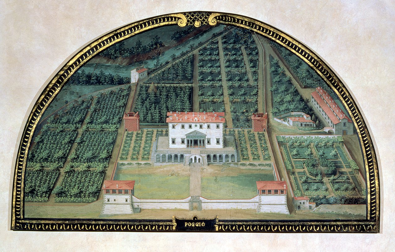 Villa Poggio a Caiano a Medici-villákat ábrázoló lunetták sorozatából, 1599 (tempera a panelen) alkotó: Giusto Utens