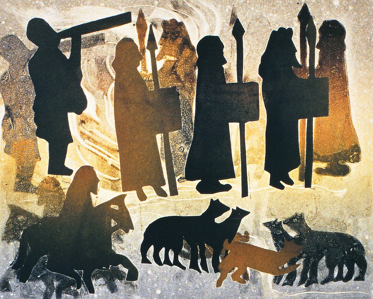 Pictish Journey, 2000 (monoprint) alkotó: Gloria Wallington