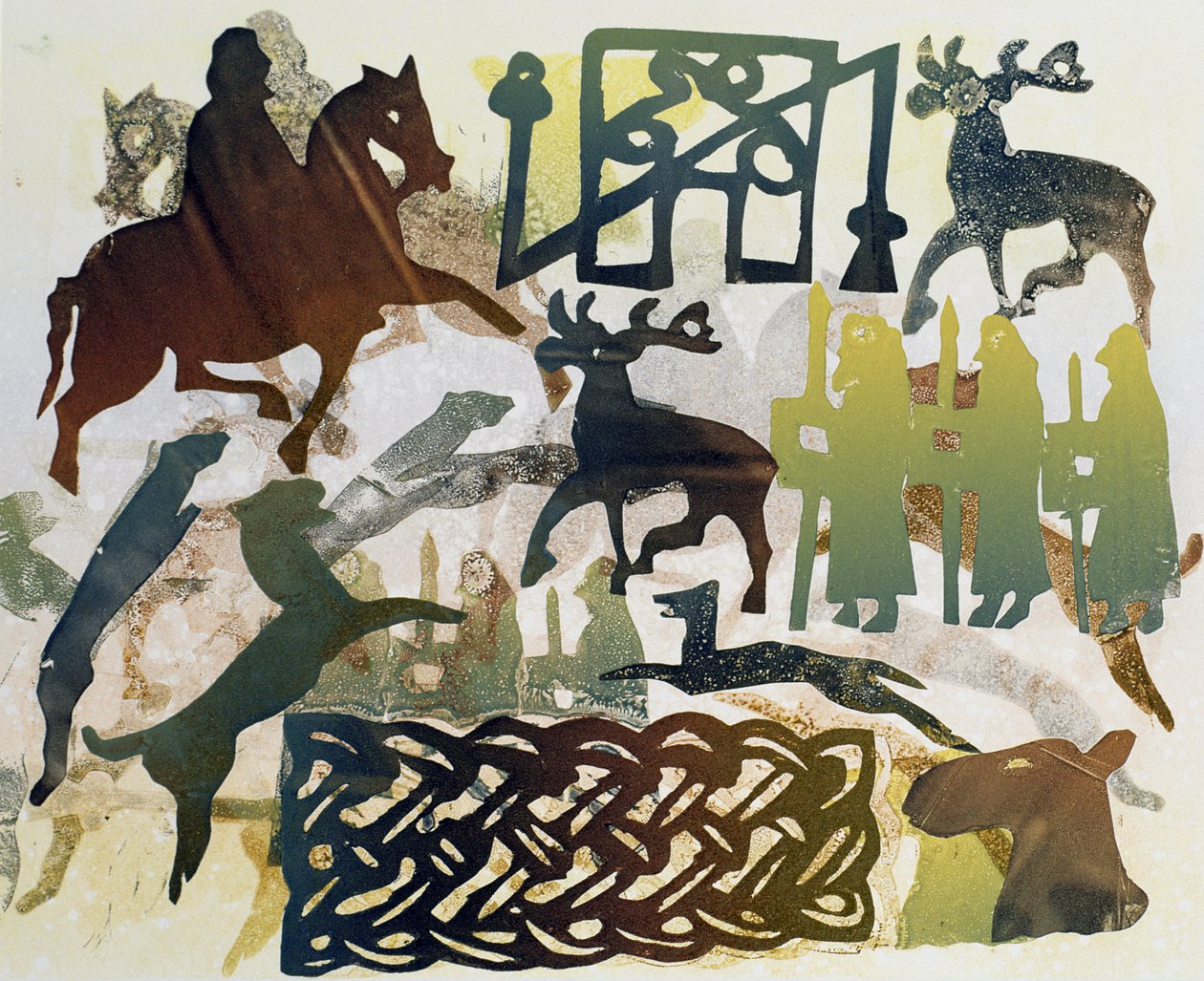 Ősi utazók, 1995 (monotípia) alkotó: Gloria Wallington