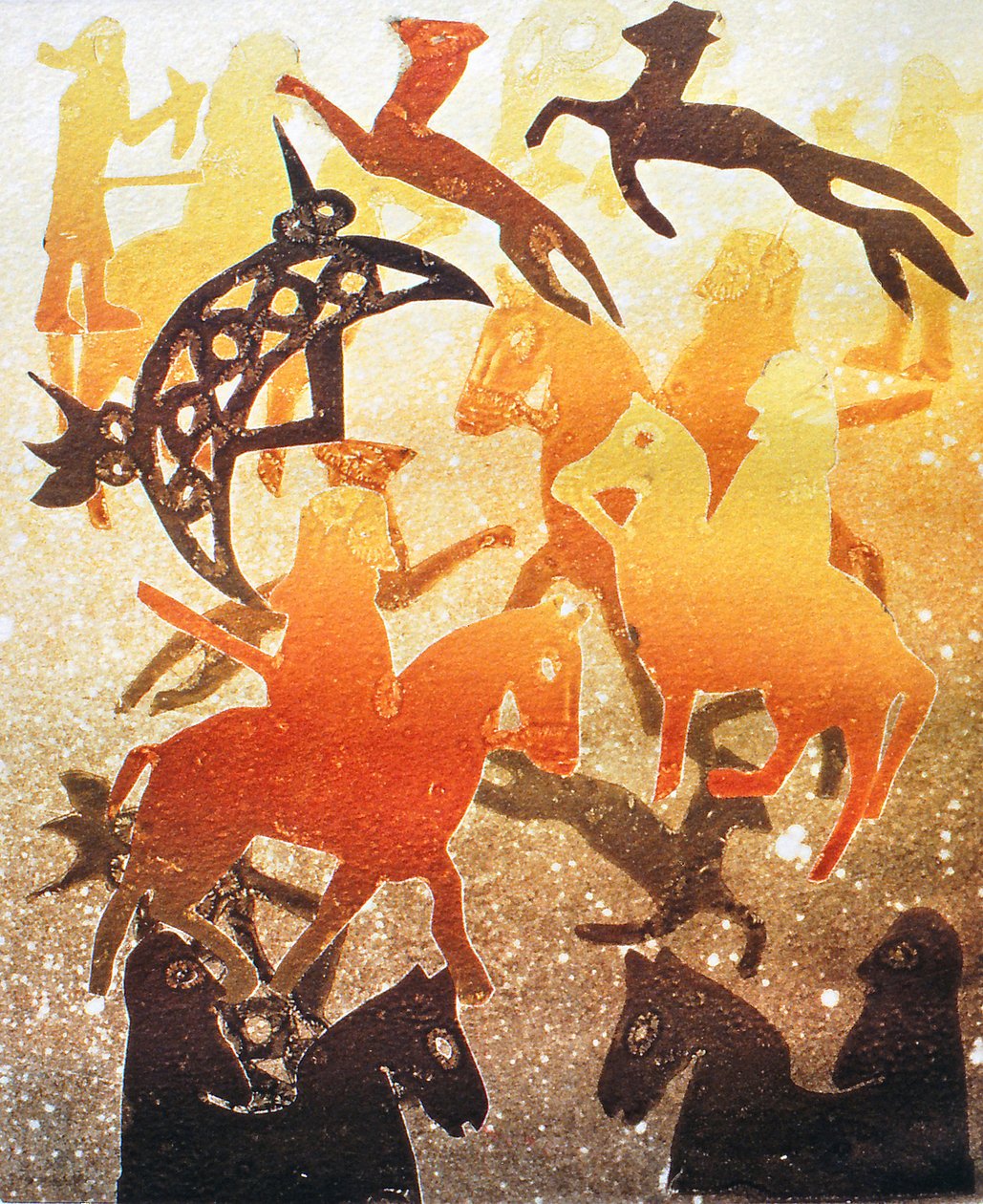 Pictish Hunt 2000 (monoprint) alkotó: Gloria Wallington