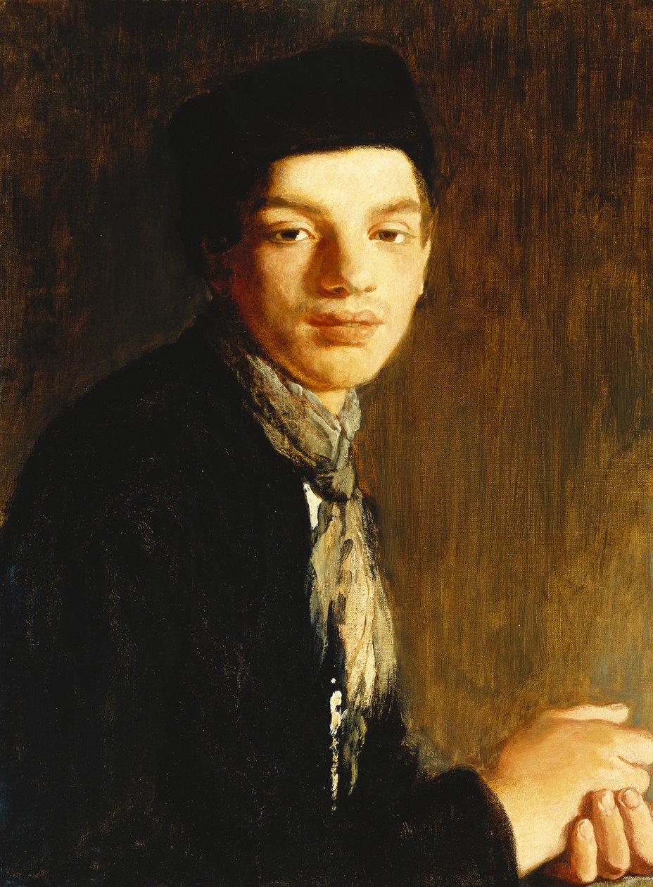 Egy fiatal, félhosszú, fekete kalapot és nyakkendőt visel, c. 1911 (olaj, vászon) alkotó: Glyn Warren Philpot