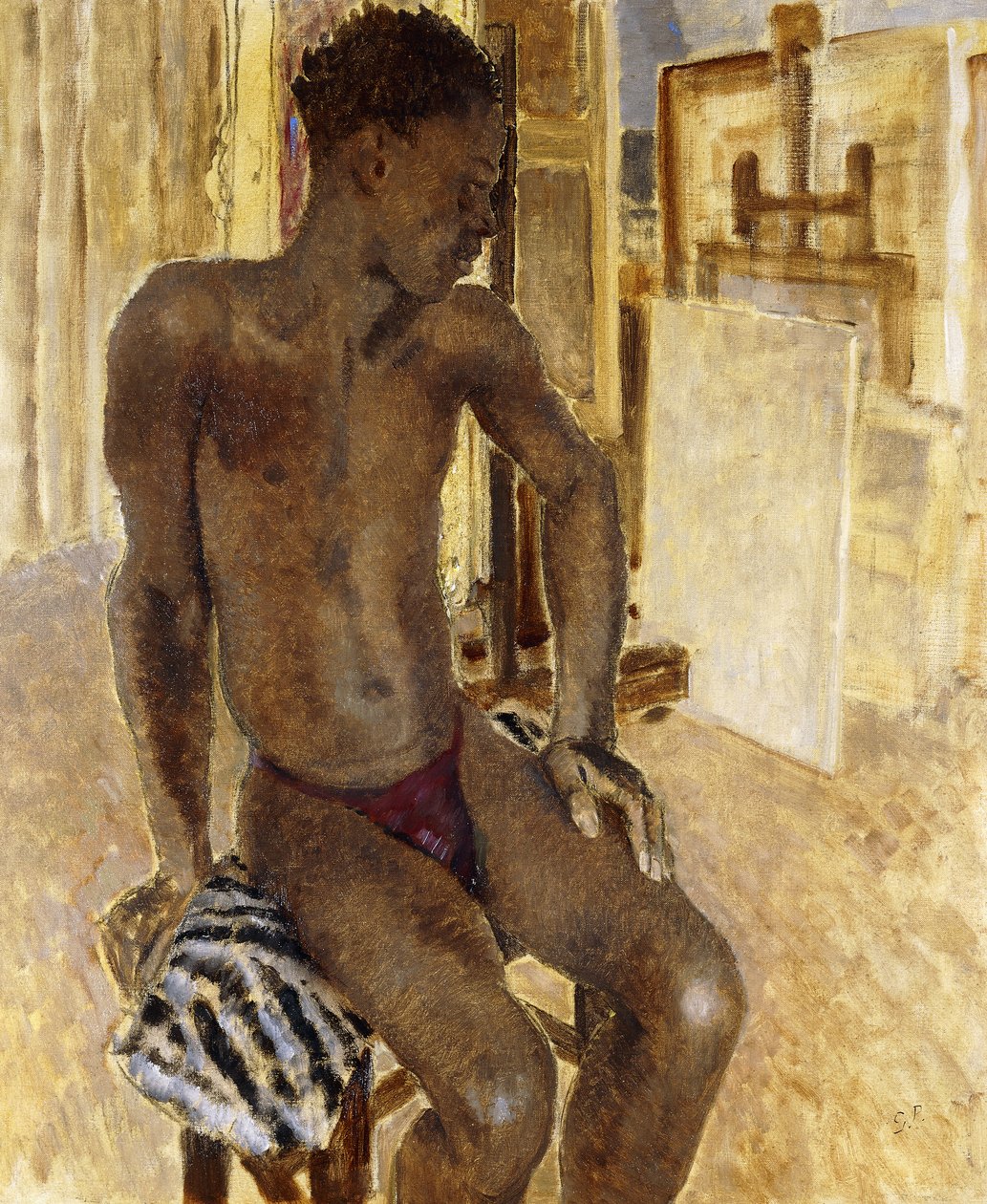 Fekete modell a stúdióban alkotó: Glyn Warren Philpot