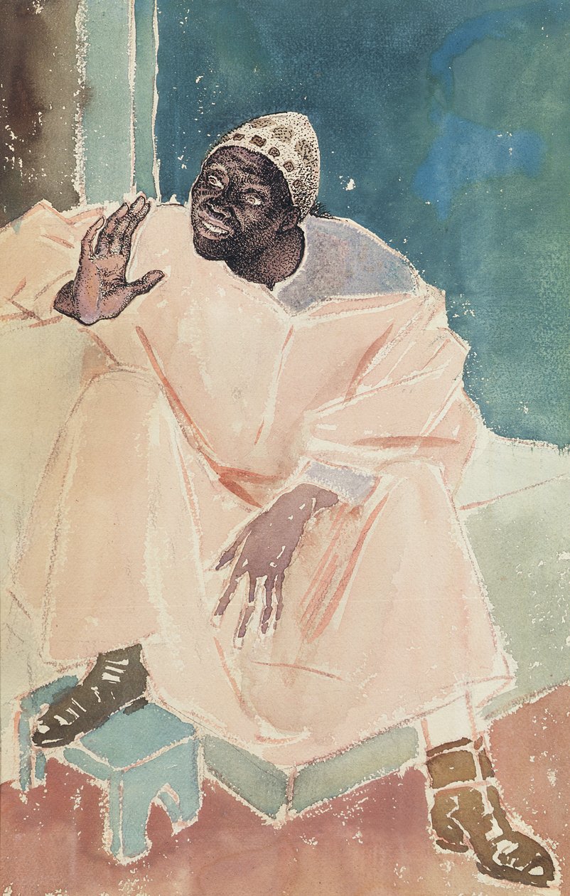 Ülő marokkói, 1936 (toll, tinta és WC papíron) alkotó: Glyn Warren Philpot