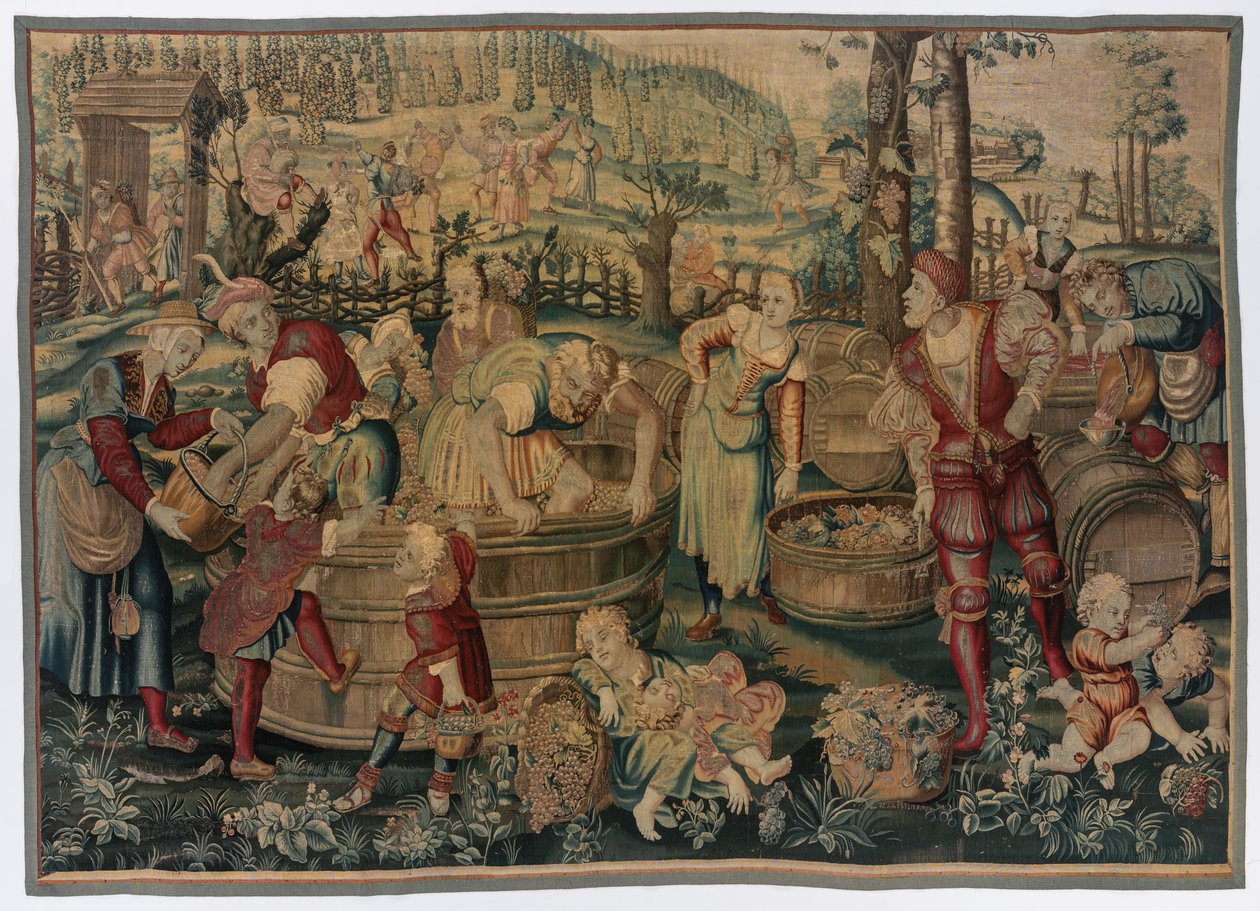 Ősz: szüreti jelenet a négy évszak sorozatból, 1600-as évek vége – 1700-as évek eleje. alkotó: Gobelins
