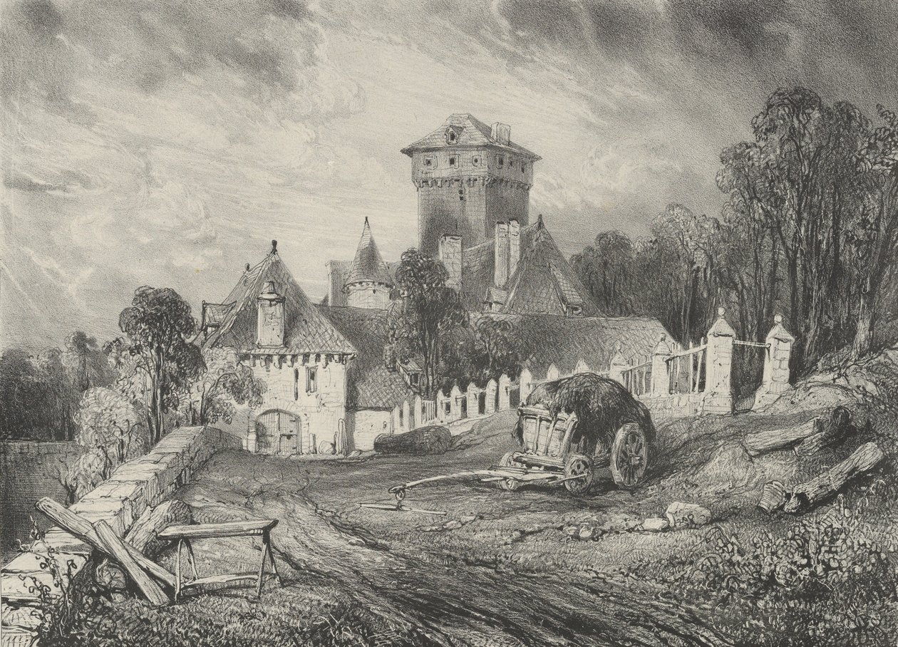 Pesteil kastélya Polminhacban, 1832. alkotó: Godefroy Engelmann