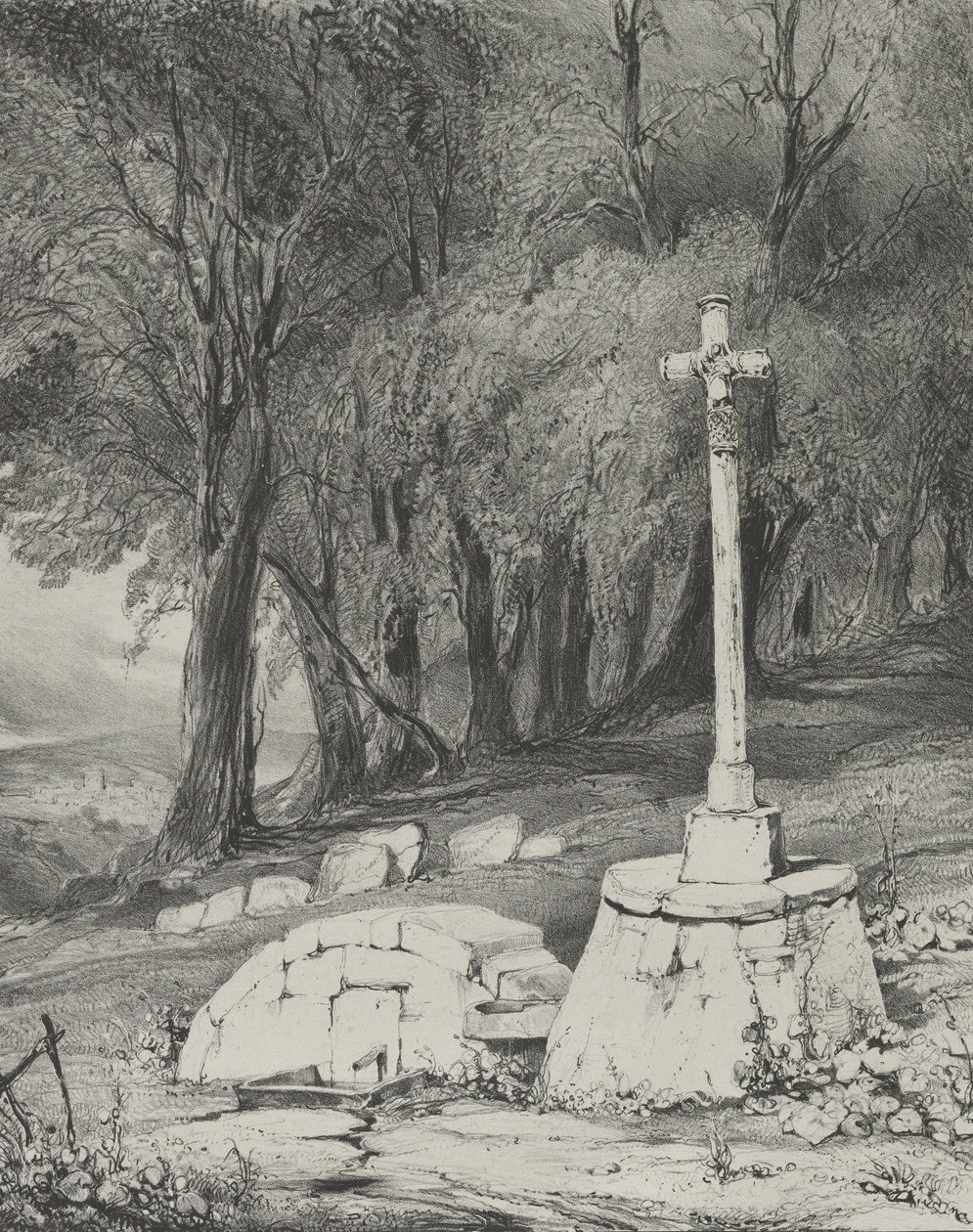 Kereszt a Clermontból Royalba vezető úton, 1831. alkotó: Godefroy Engelmann
