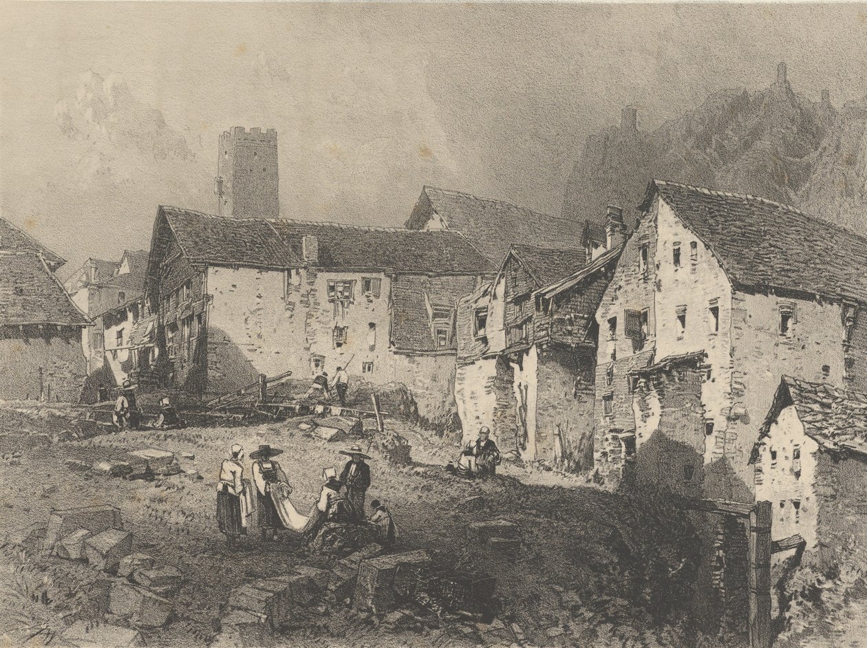 Kilátás egy hegyi falura, kb. 1829-33. alkotó: Godefroy Engelmann