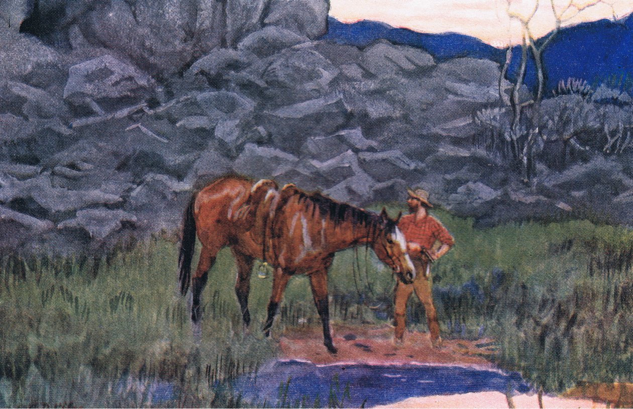 Farkas és vadászkutya, Adam Lindsay Gordon verseiből, T. N. Foulis, 1912 alkotó: Godfrey Douglas Giles